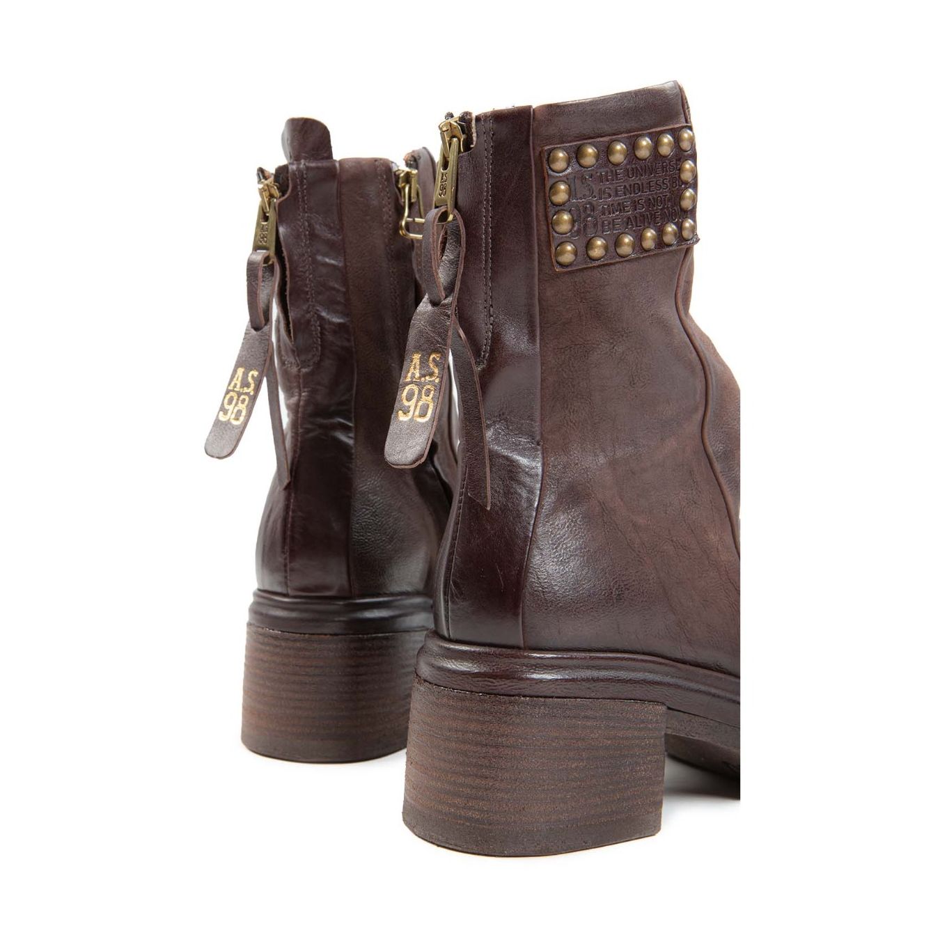 as98 biker EASY in pelle ebano zip