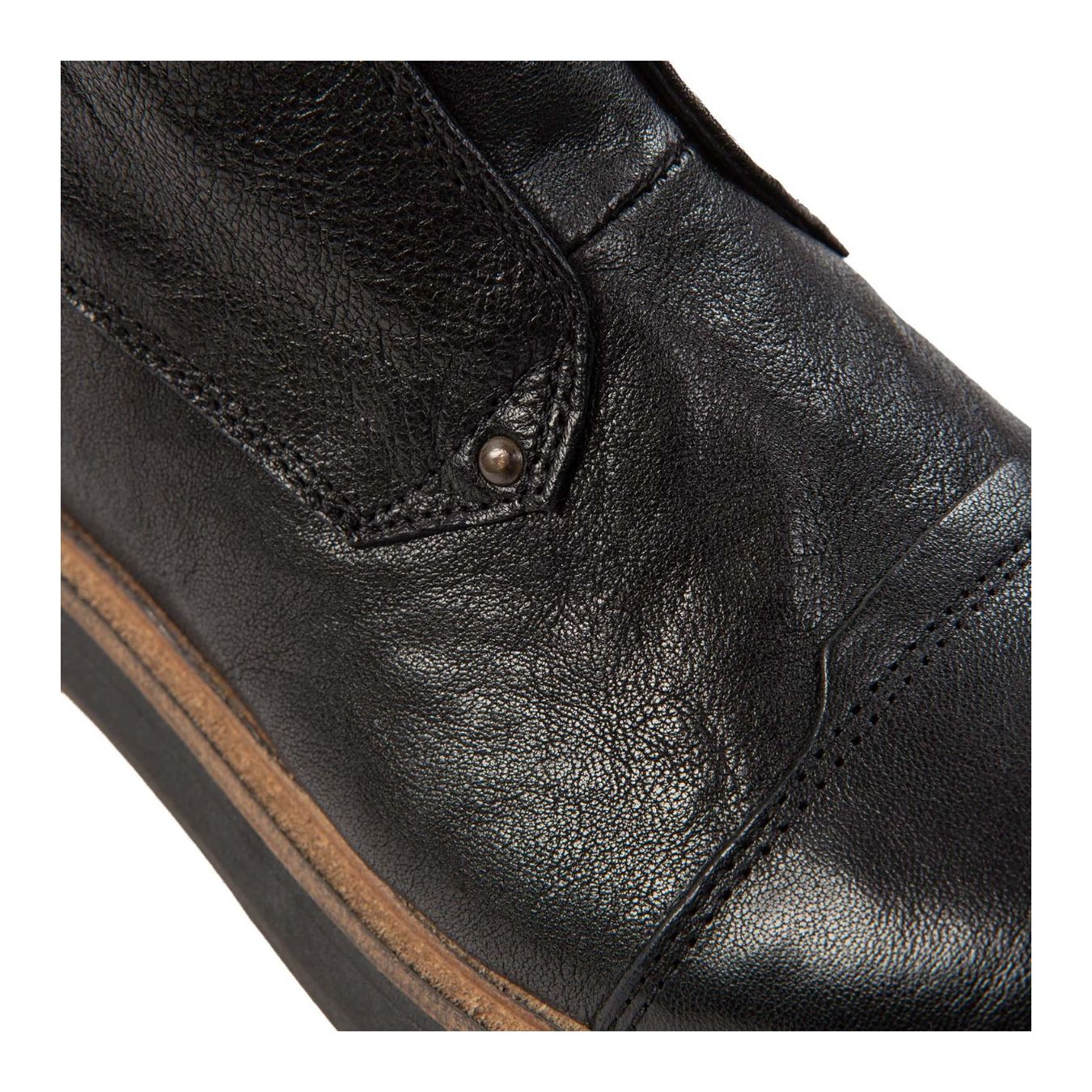 biker EMI NO LACE in pelle nera dettaglio materiale