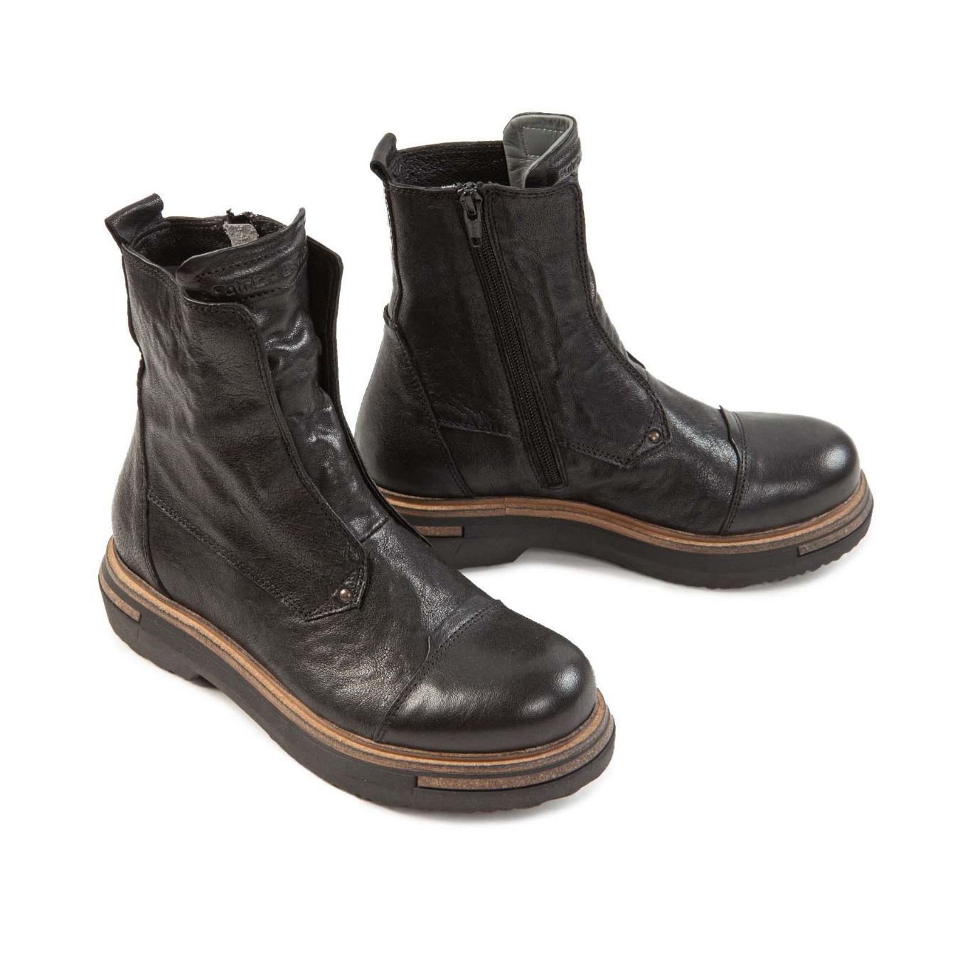 biker EMI NO LACE in pelle nera zip