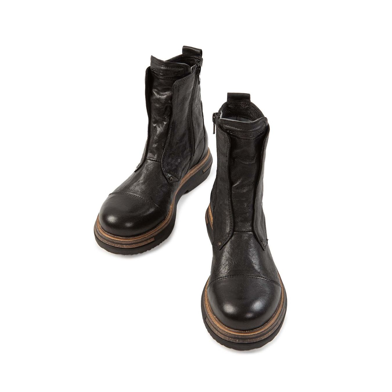 biker EMI NO LACE in pelle nera davanti
