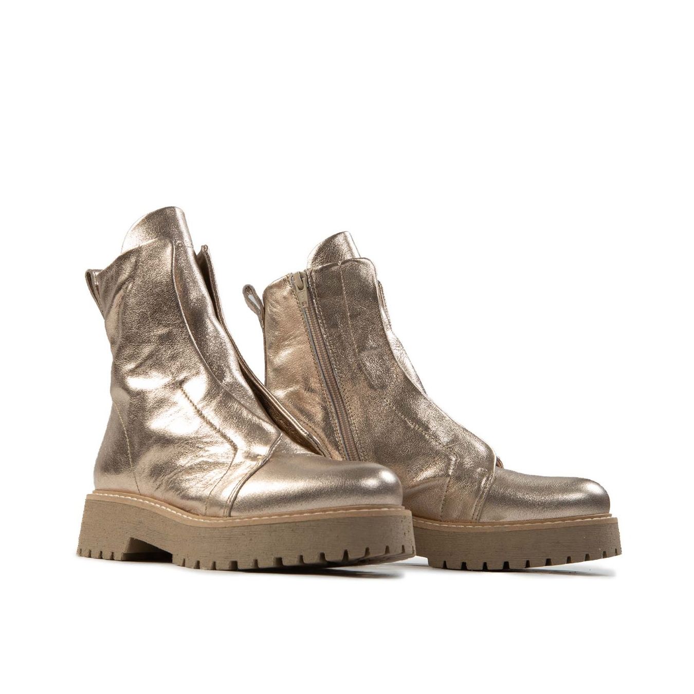 biker KUNI NO LACE in pelle vaniglia lato