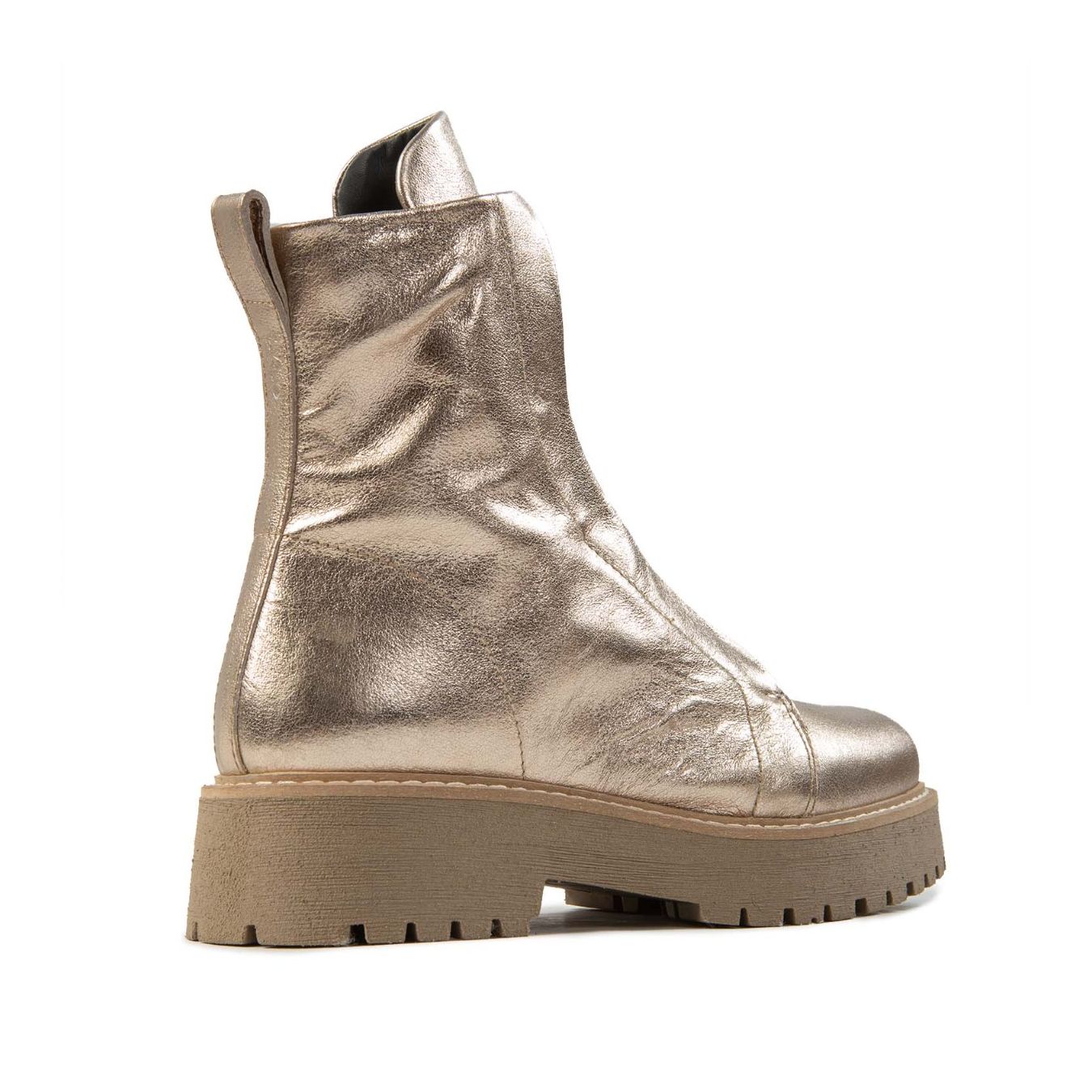 biker KUNI NO LACE in pelle vaniglia profilo