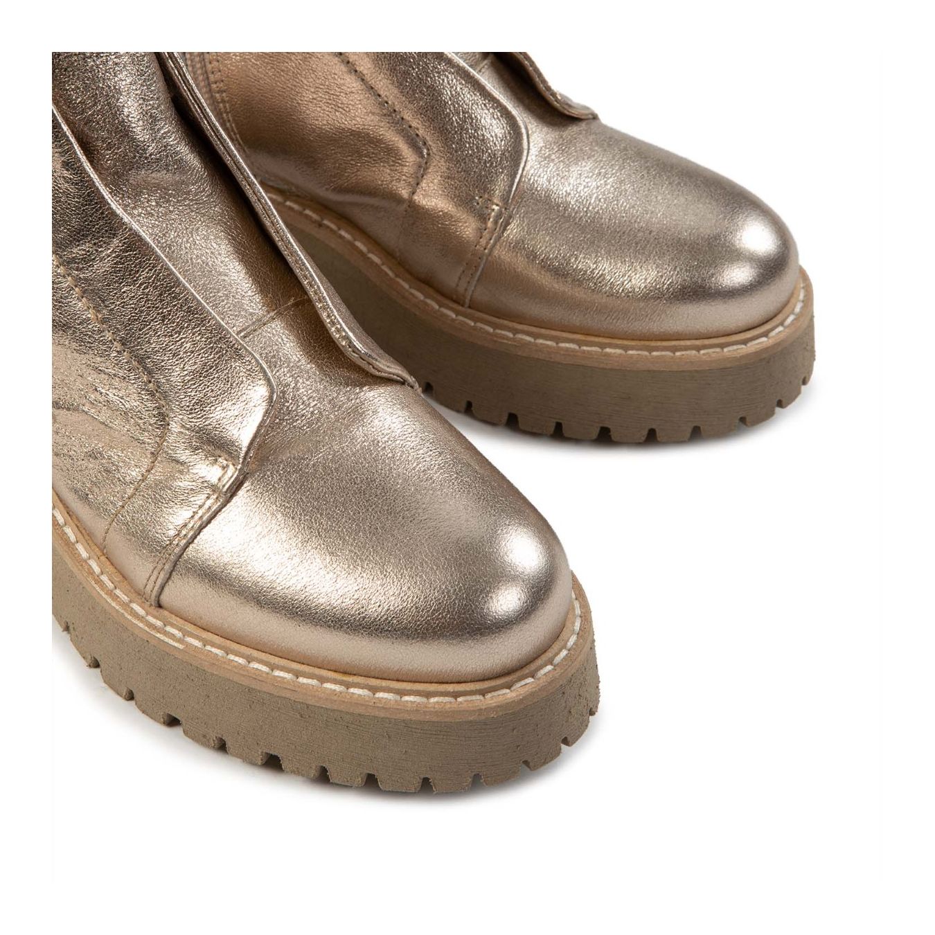 biker KUNI NO LACE in pelle vaniglia punta