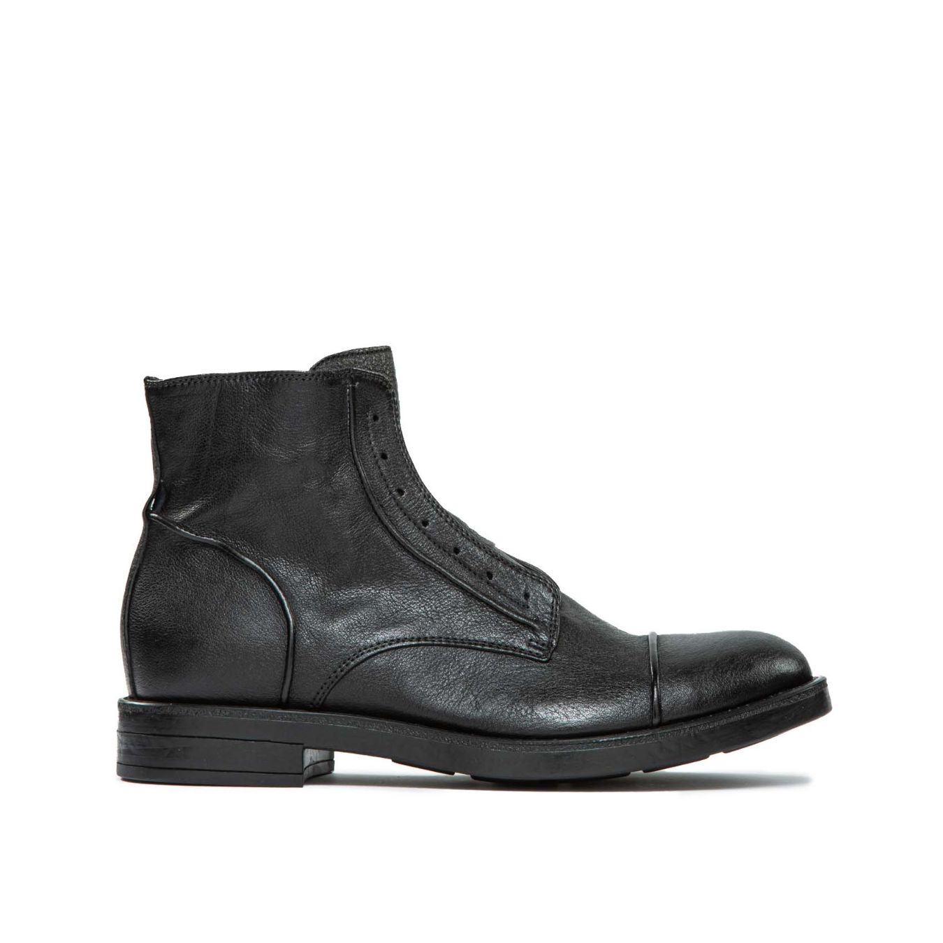 biker no lace in pelle nera 