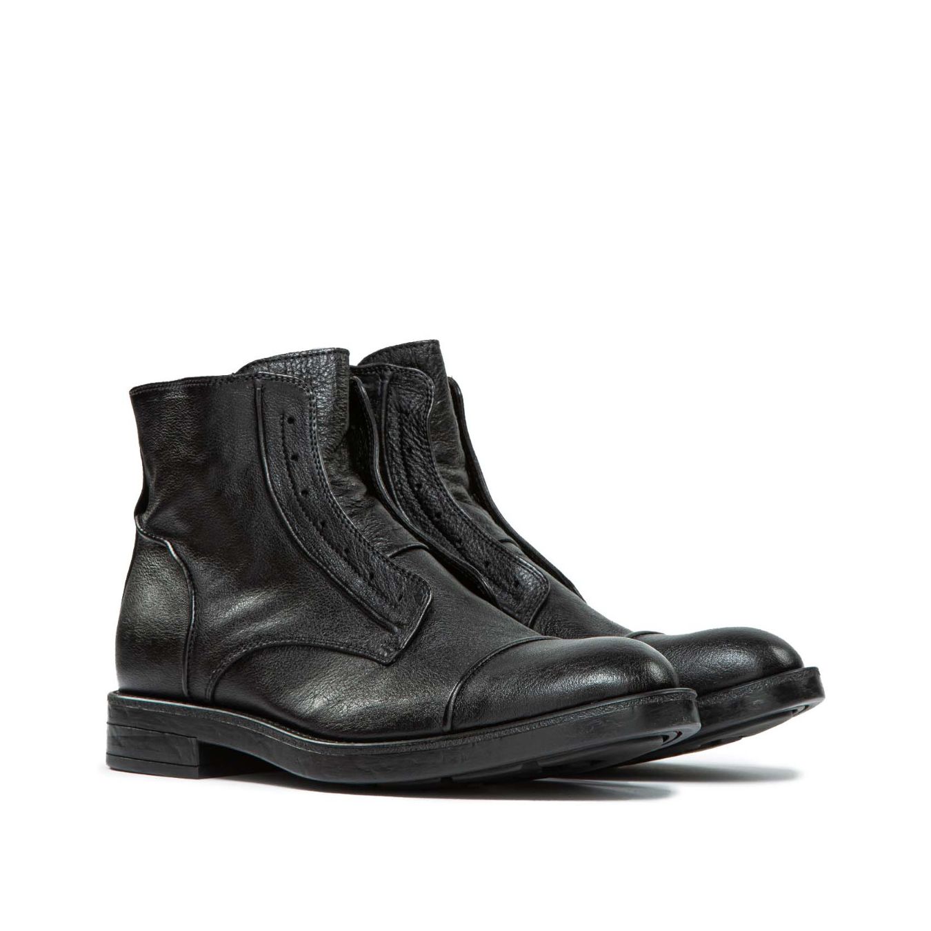 biker no lace in pelle nera 