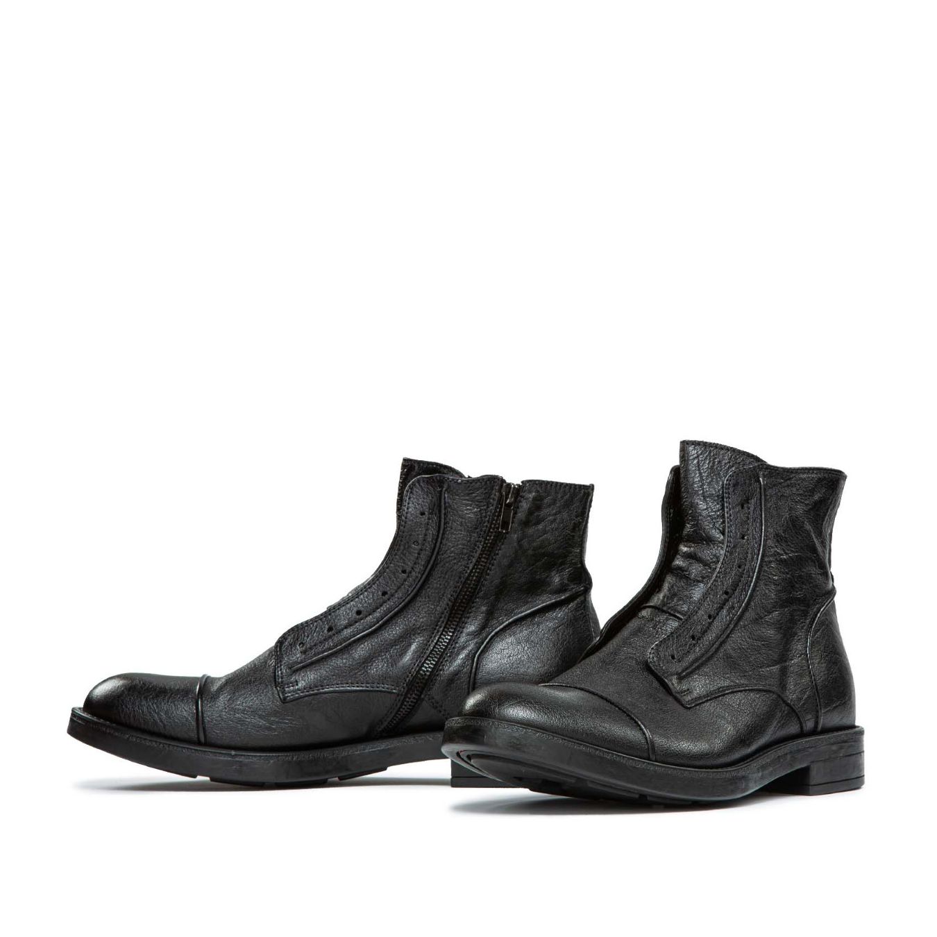 biker no lace in pelle nera 