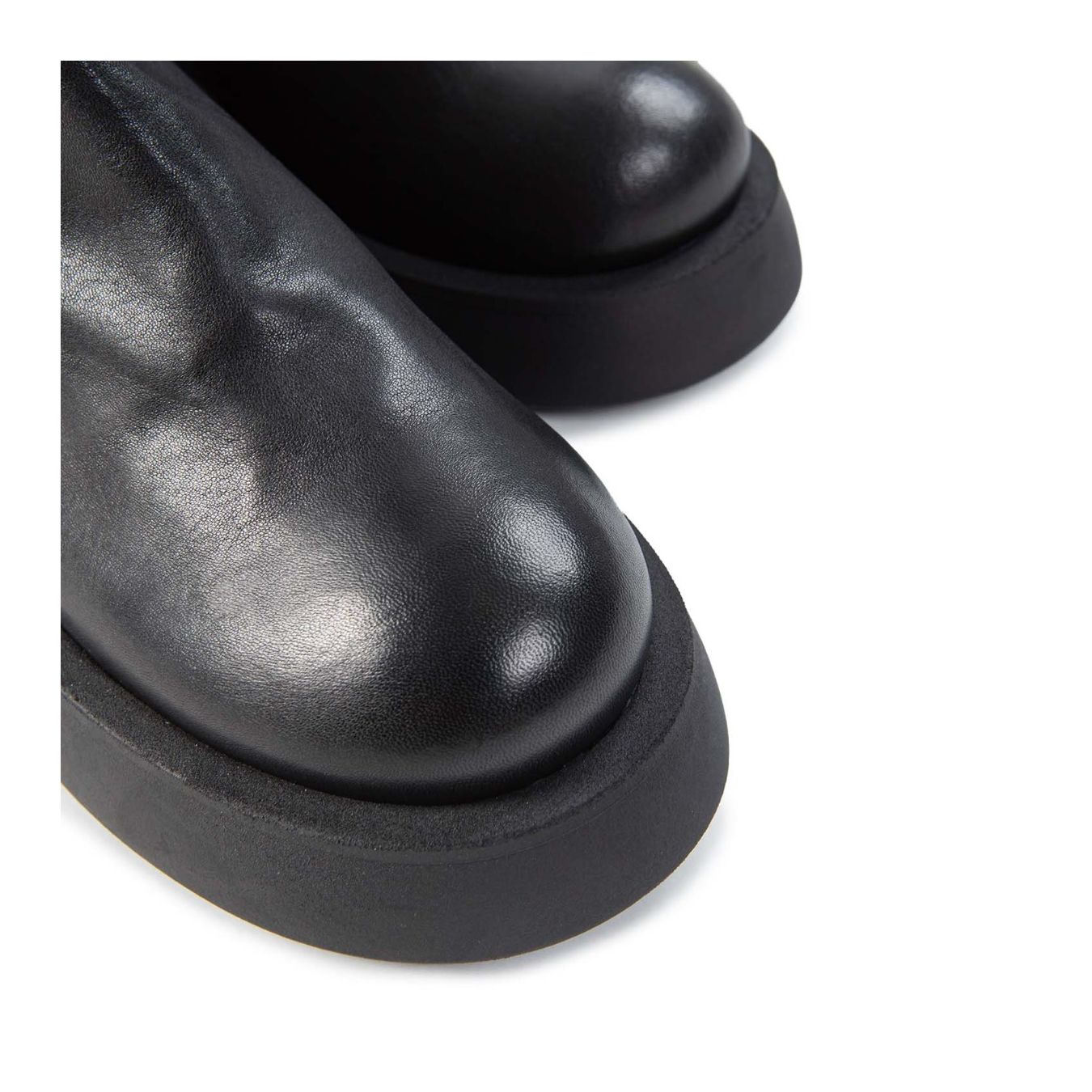 dolani biker platform in pelle nera  punta