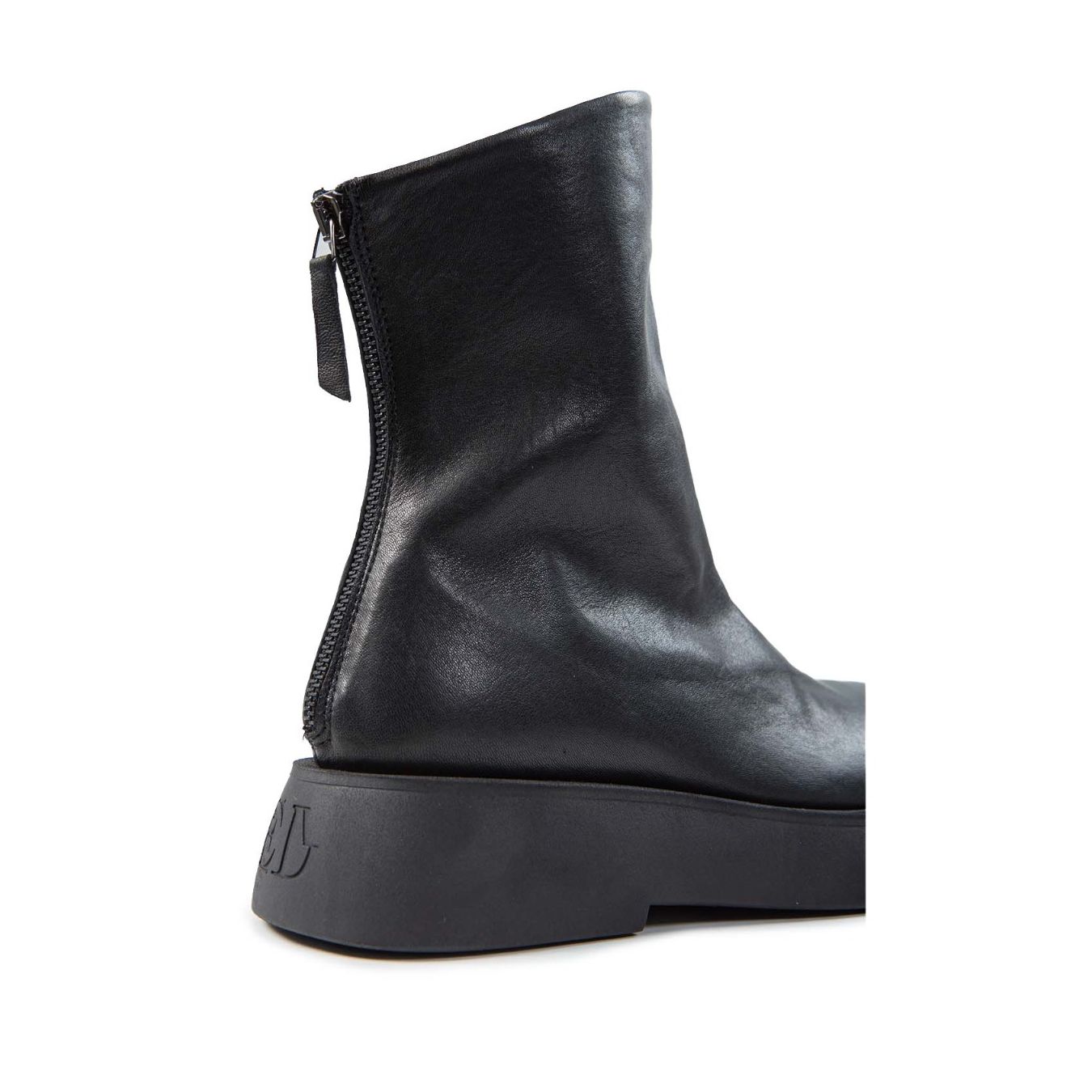 dolani biker platform in pelle nera lato