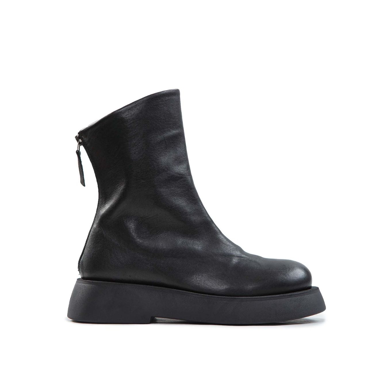 biker platform in pelle nera 