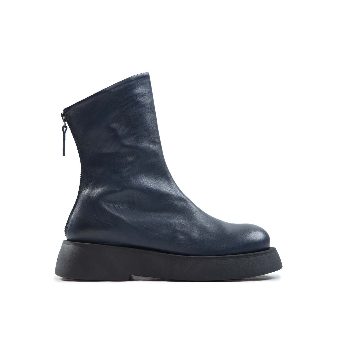 biker platform in pelle blu 