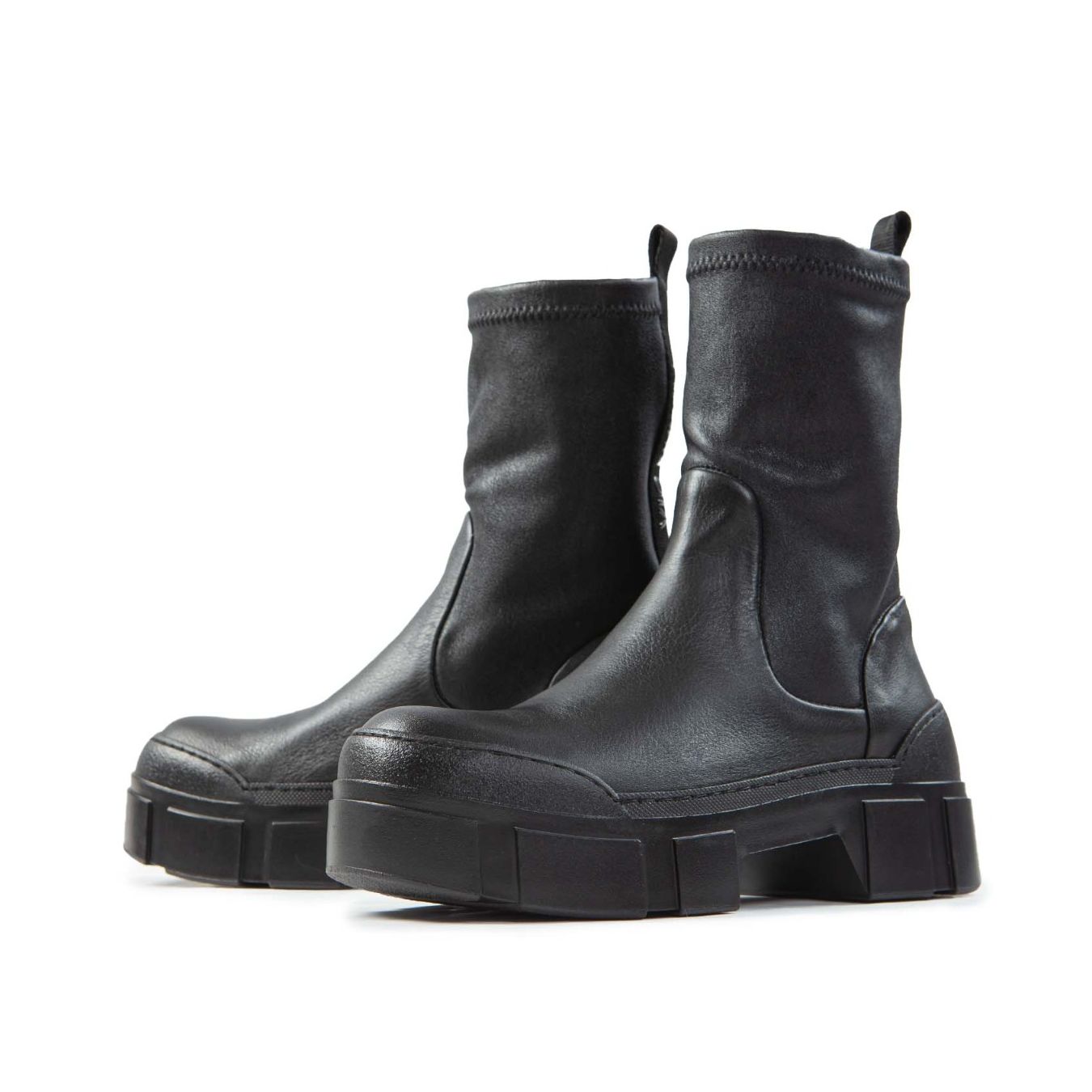 vic matiè biker stretch in pelle nera lato