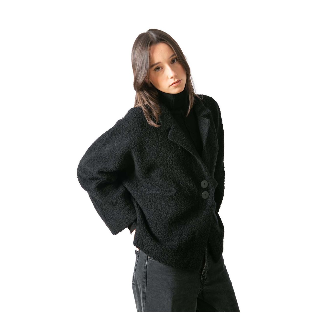 bomber TEDDY nero  lato