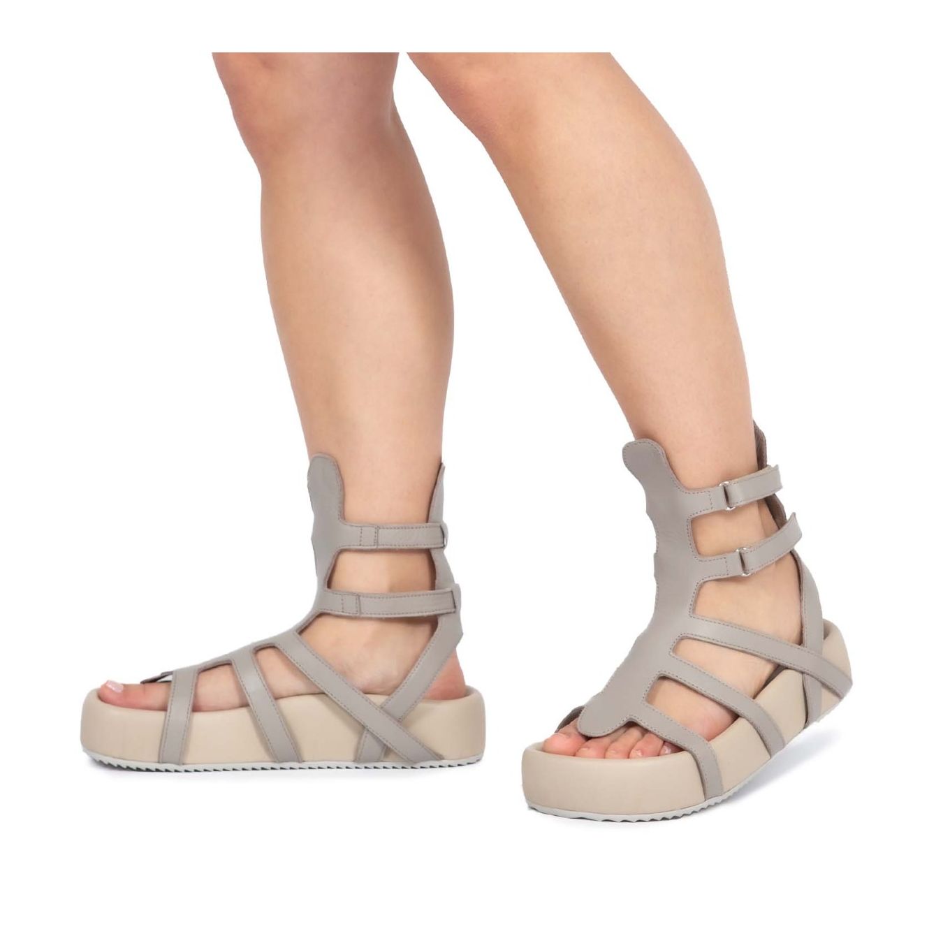 Sandali Gladietor Patrizia Bonfanti Pelle Grigio Perla