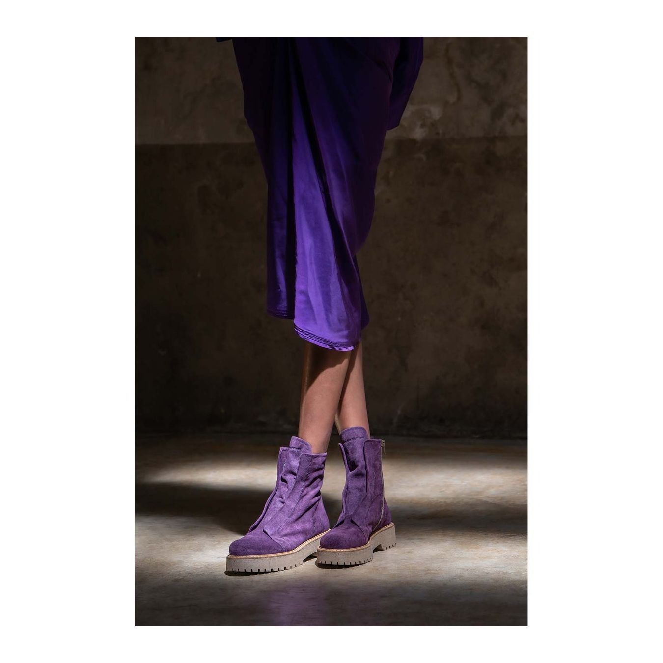 biker KUNI NO LACE in camoscio viola