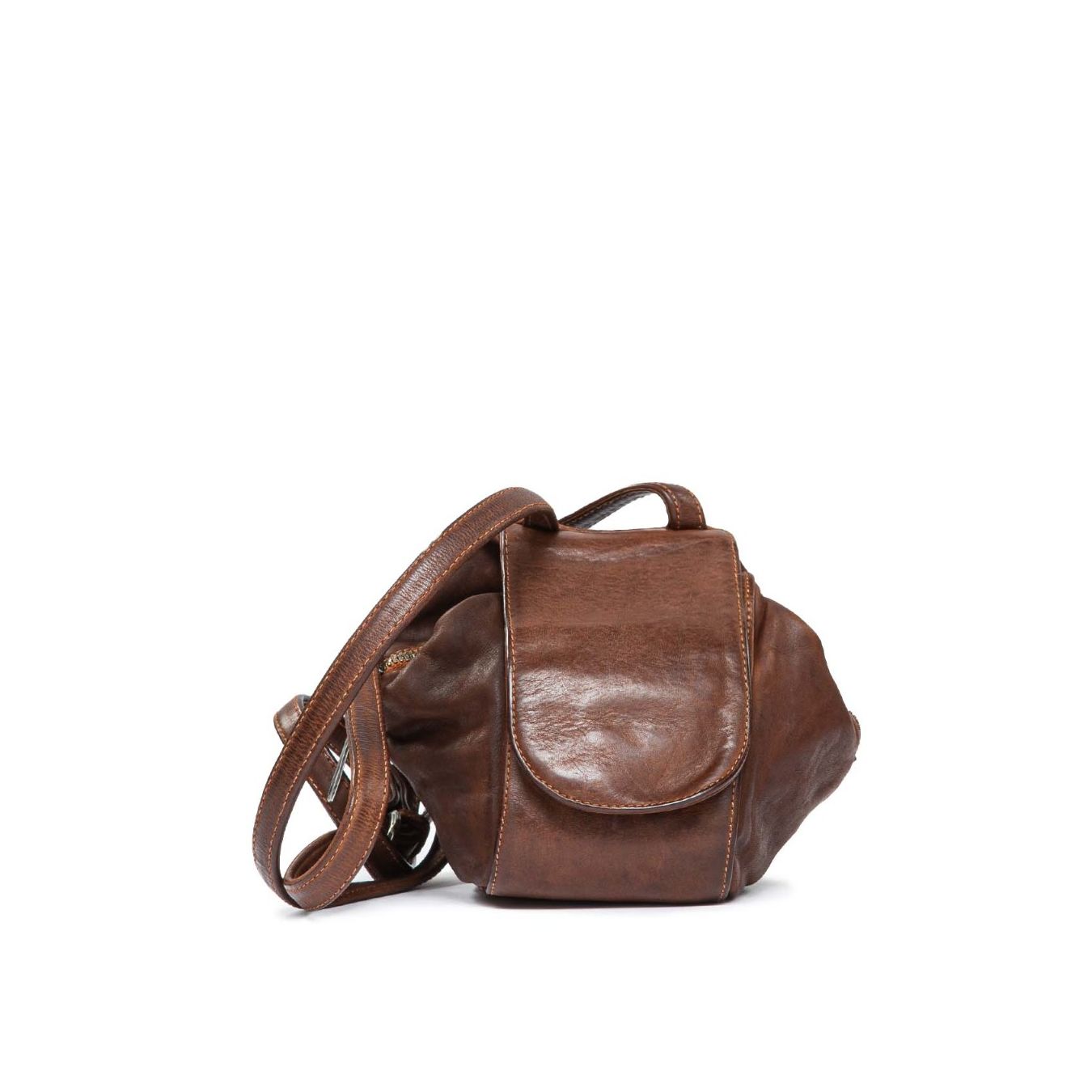 borsa a secchiello in pelle marrone