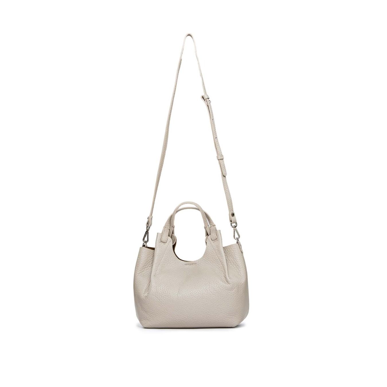 borsa a tracolla in pelle grigia