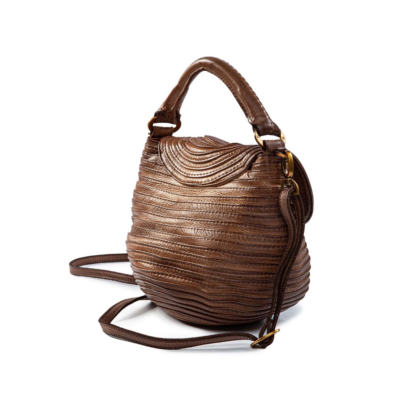 borsa a tracolla in pelle marrone dietro