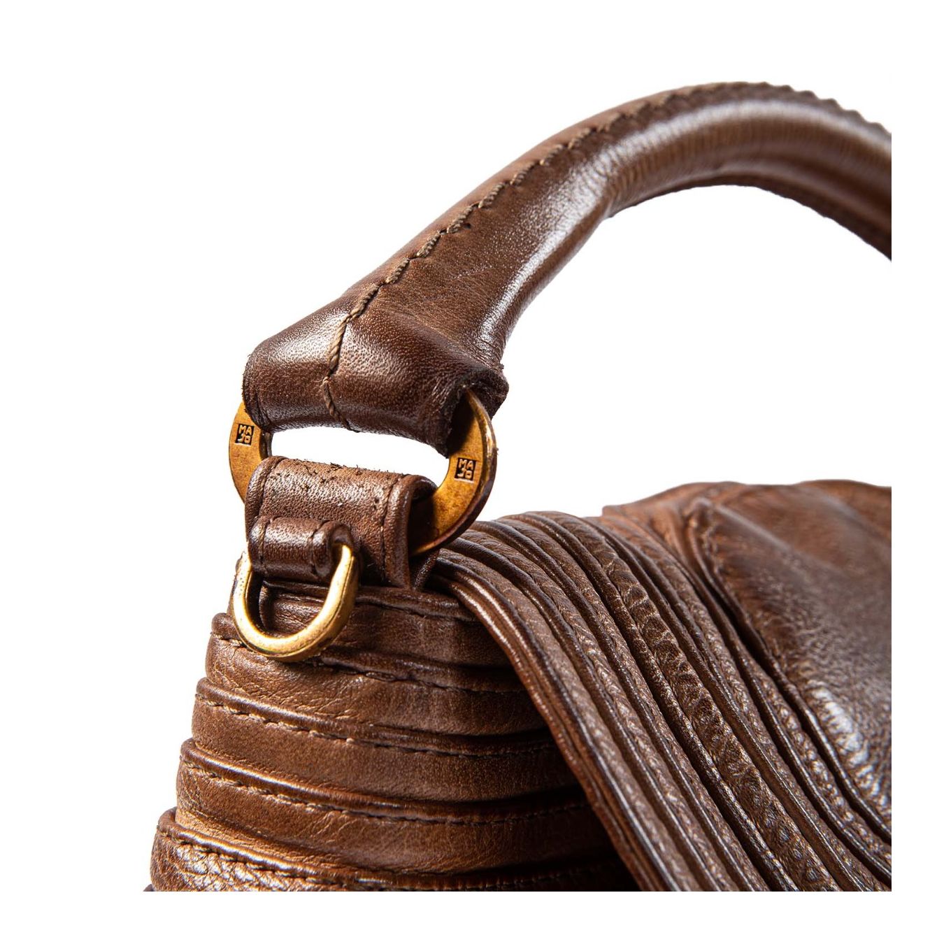 borsa a tracolla in pelle marrone logo