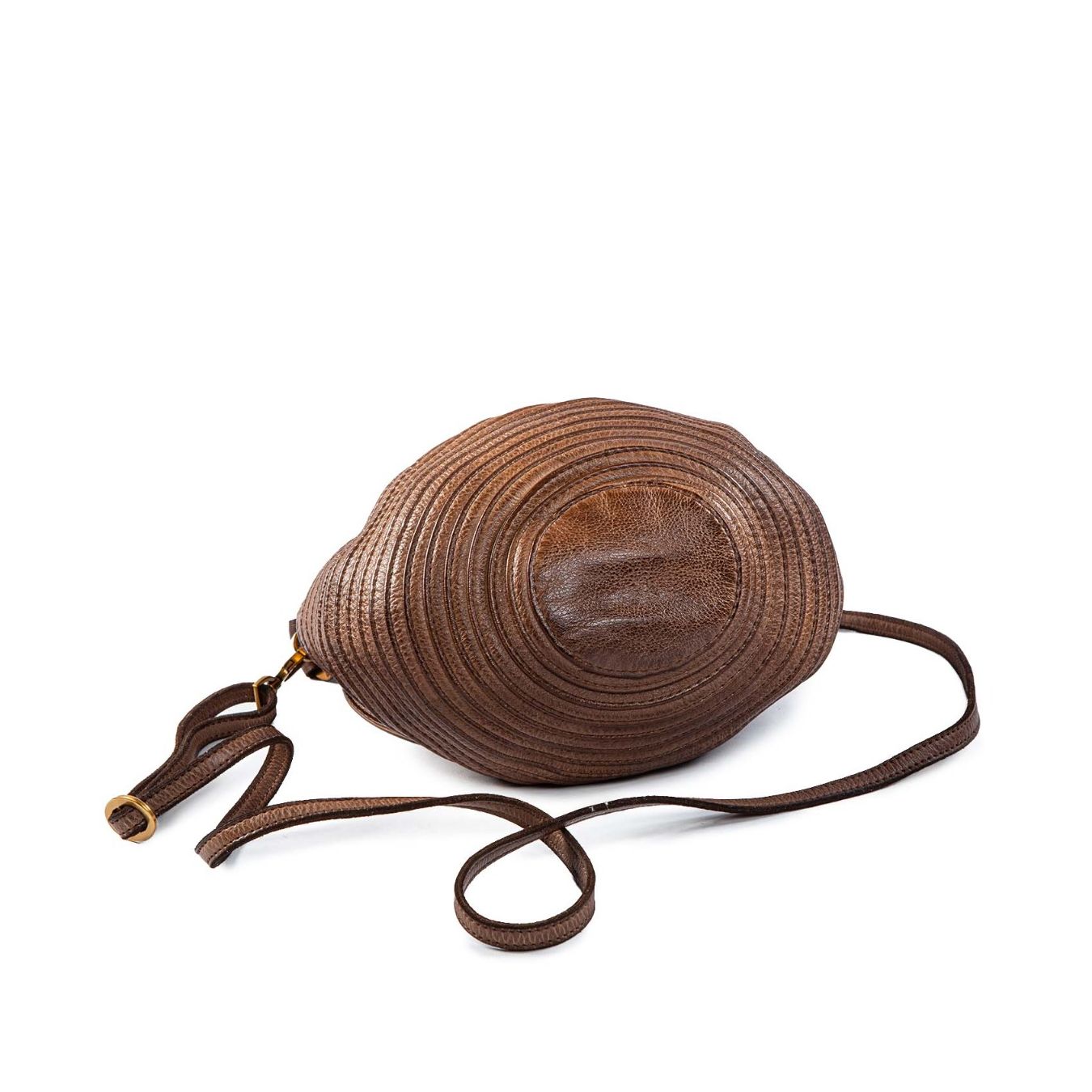 borsa a tracolla in pelle marrone sotto