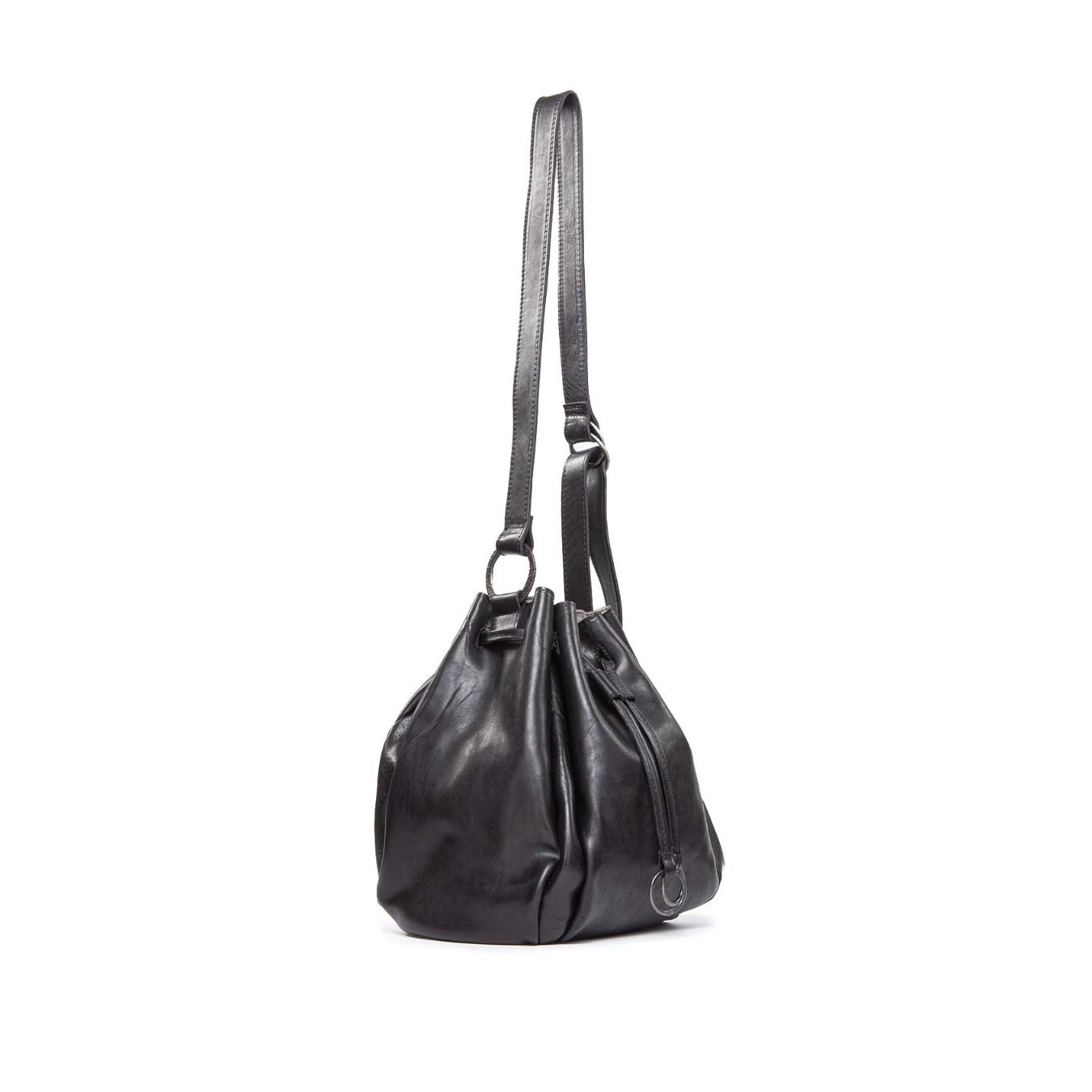 borsa a tracolla bucket in pelle nera