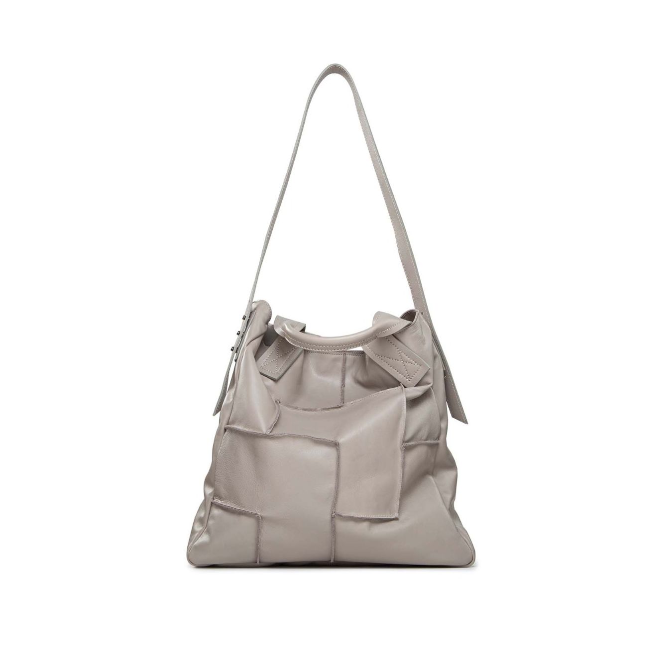 Shopper Cuciture Pizzico Softy Grigio Perla tracolla