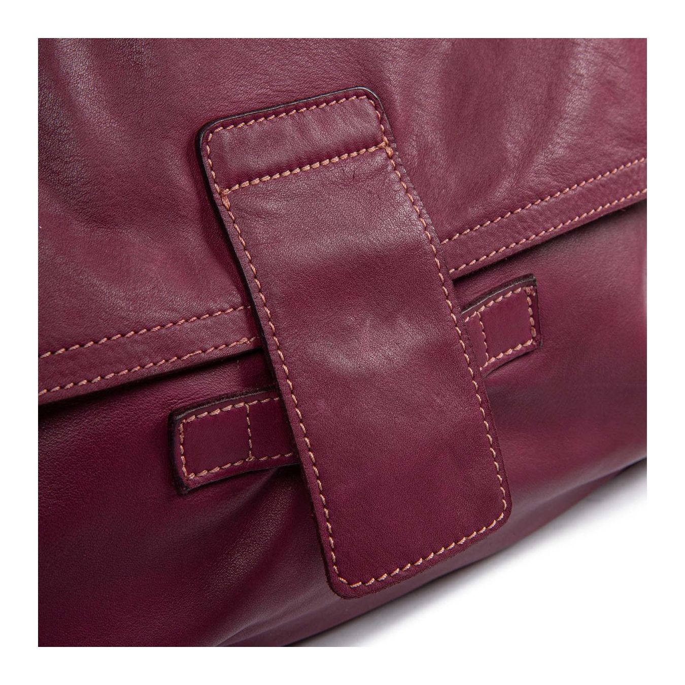 borsa MARIA con patta in pelle prugna chiusura