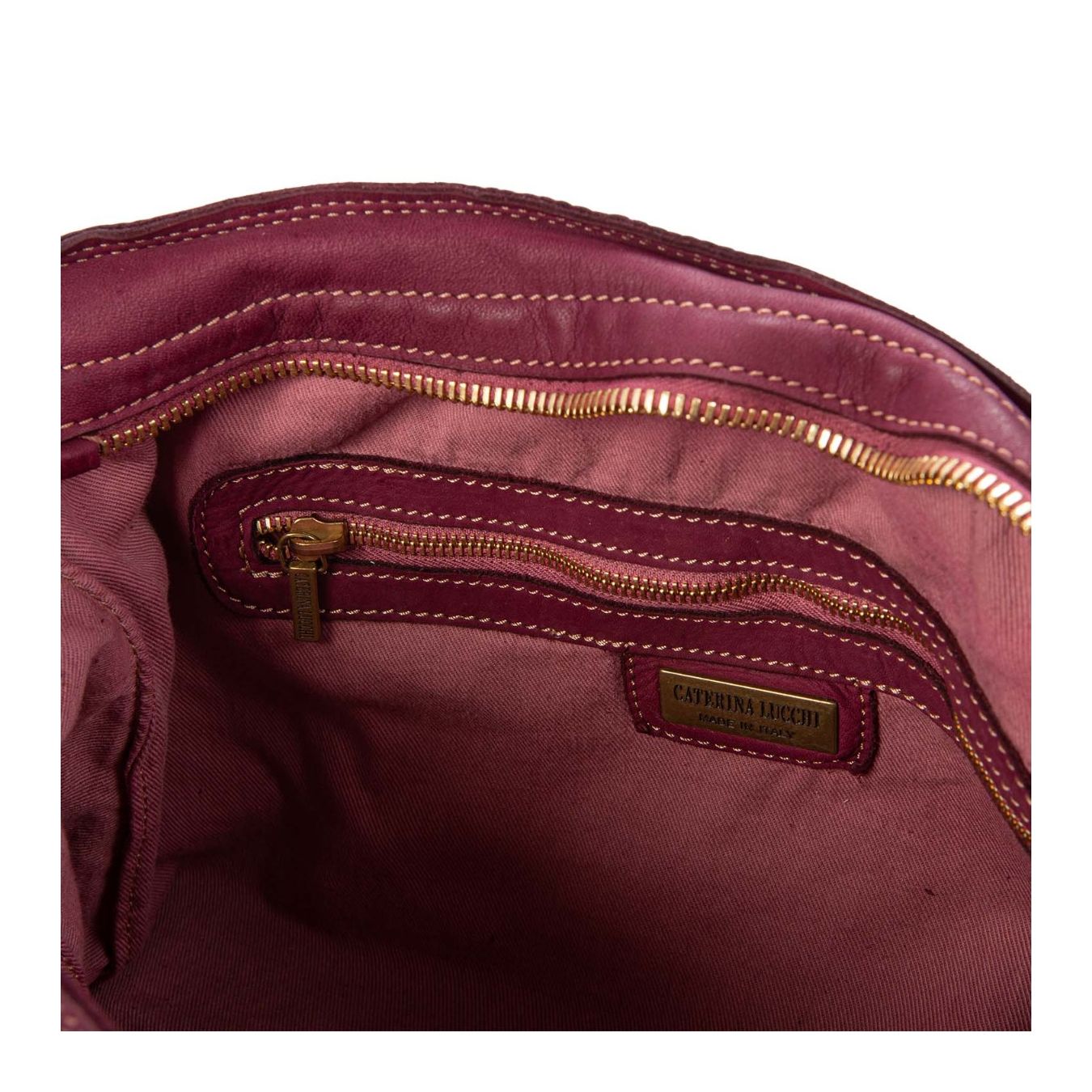 borsa MARIA con patta in pelle prugna interno