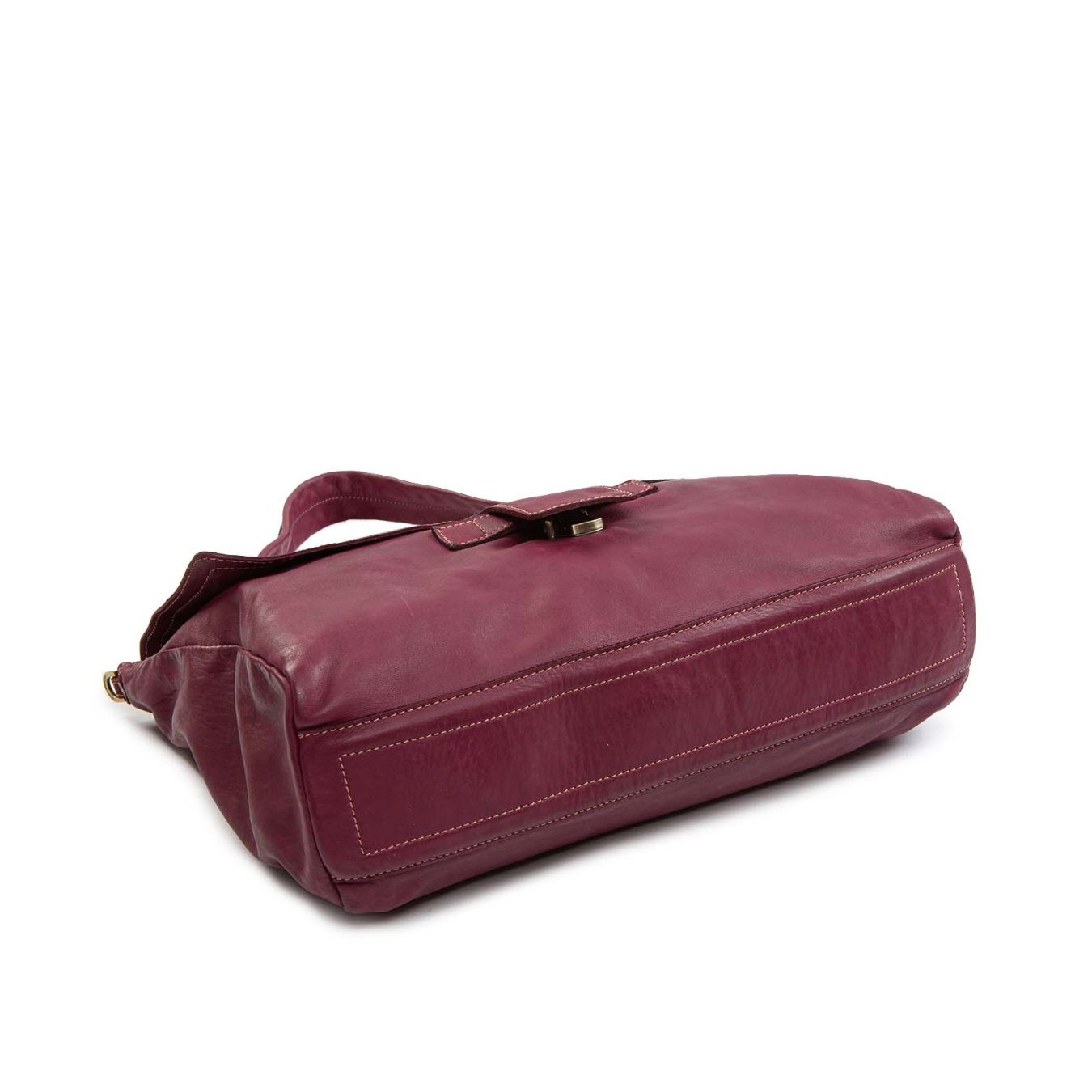 borsa MARIA con patta in pelle prugna sotto