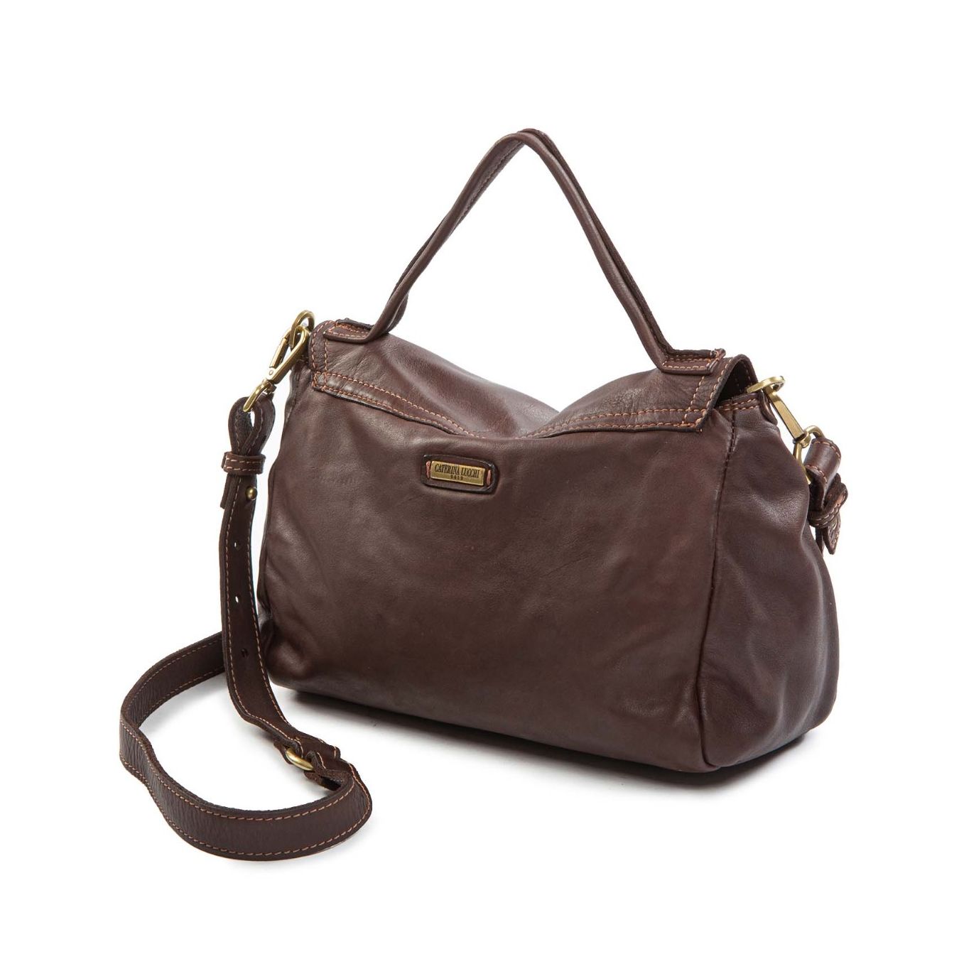 shopper MARIA in pelle testa di moro dietro