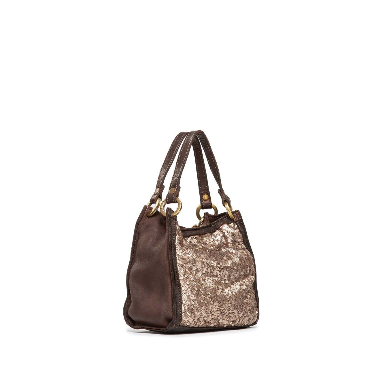borsa doppio manico in pelle marrone