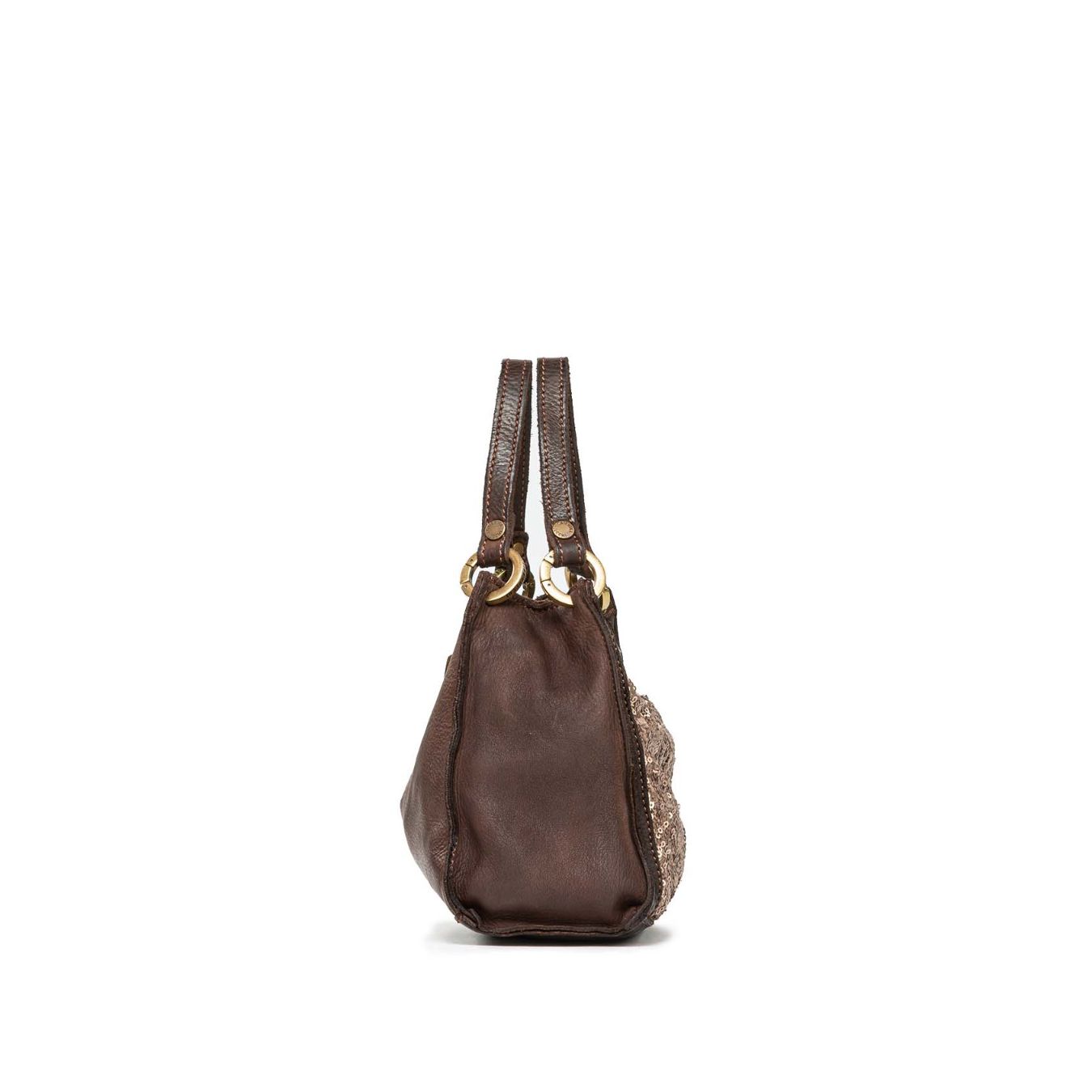 borsa doppio manico in pelle marrone