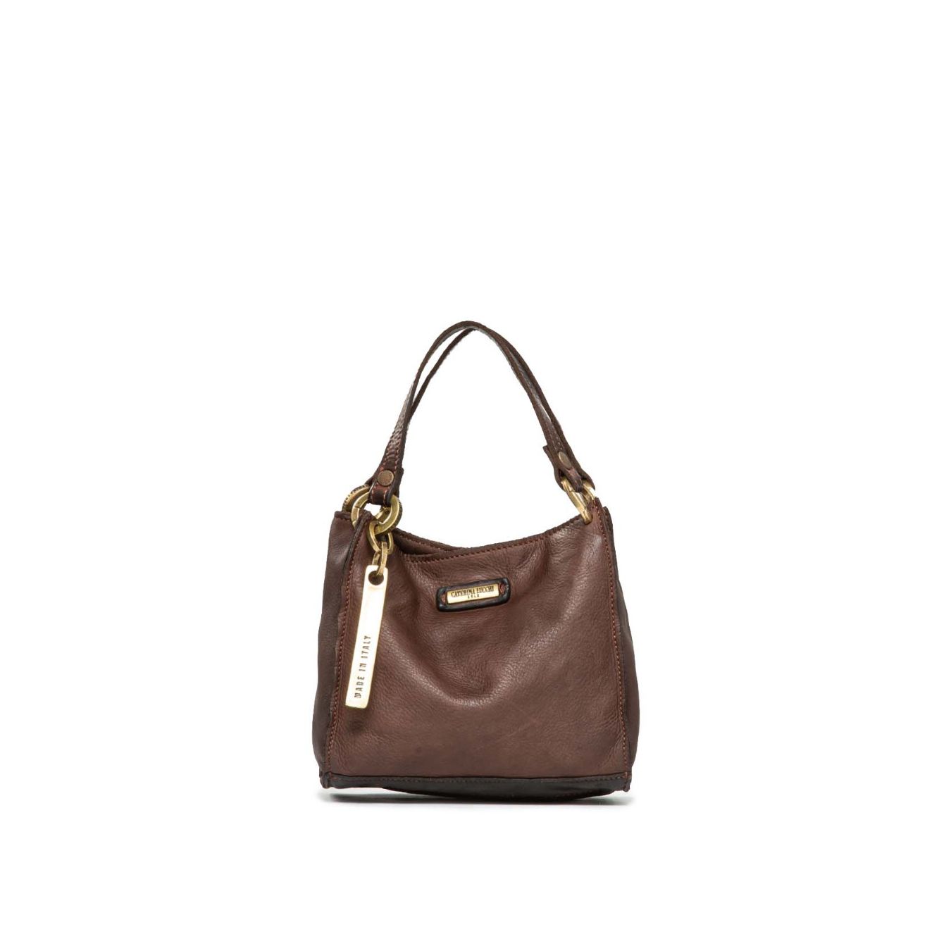borsa doppio manico in pelle marrone