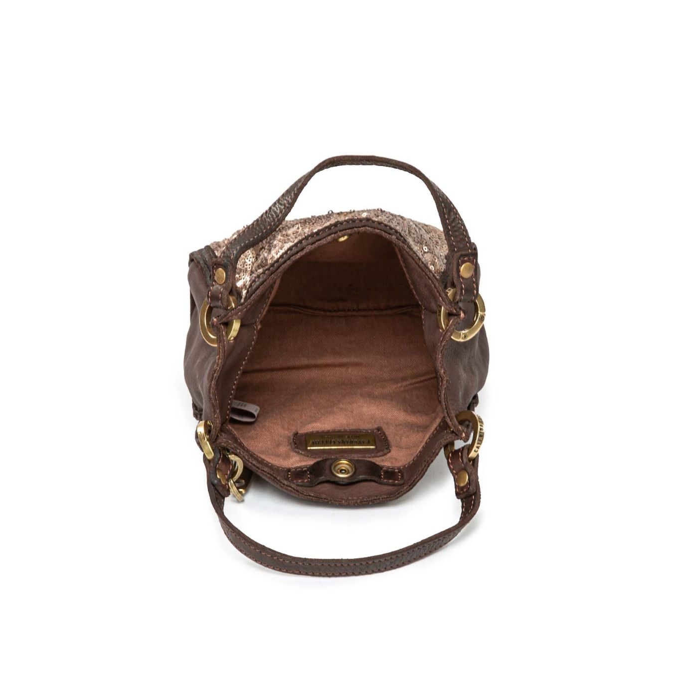 borsa doppio manico in pelle marrone