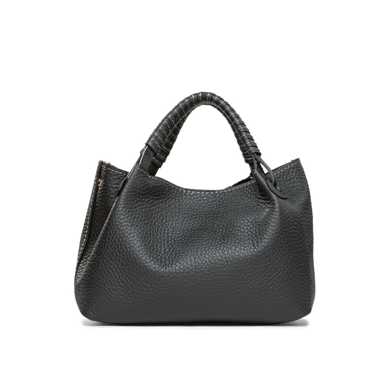 borsa due manici in pelle nera