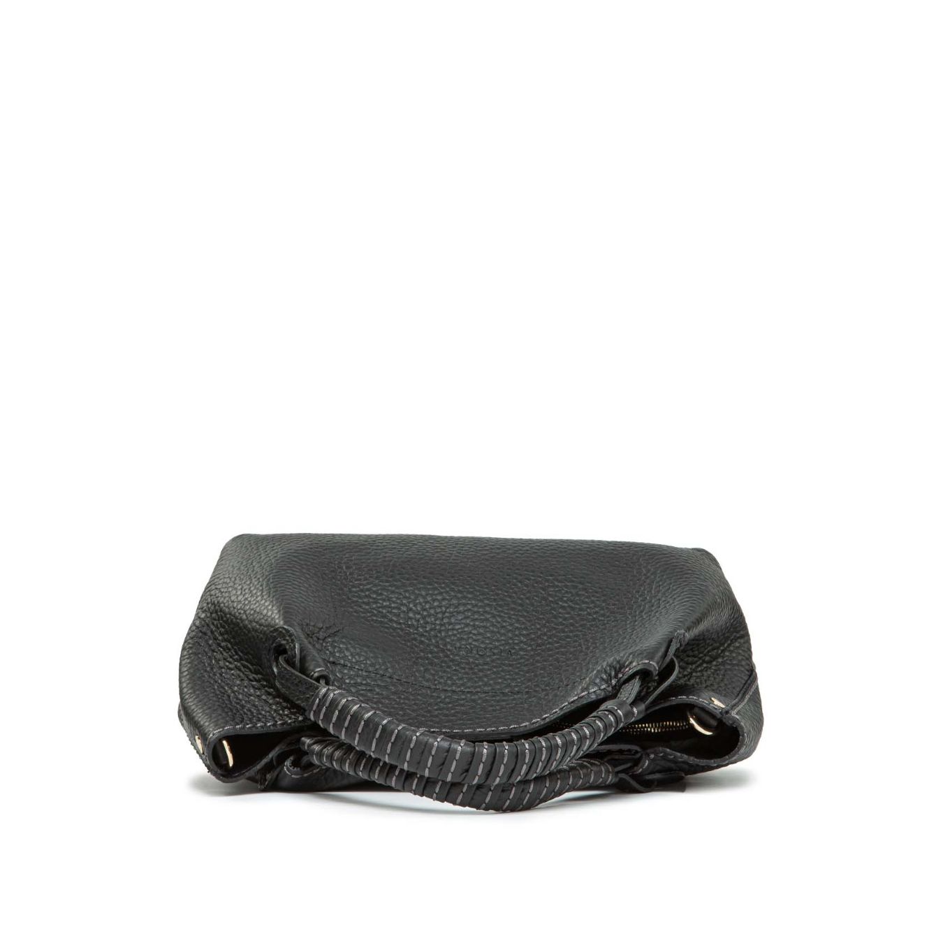 borsa due manici in pelle nera
