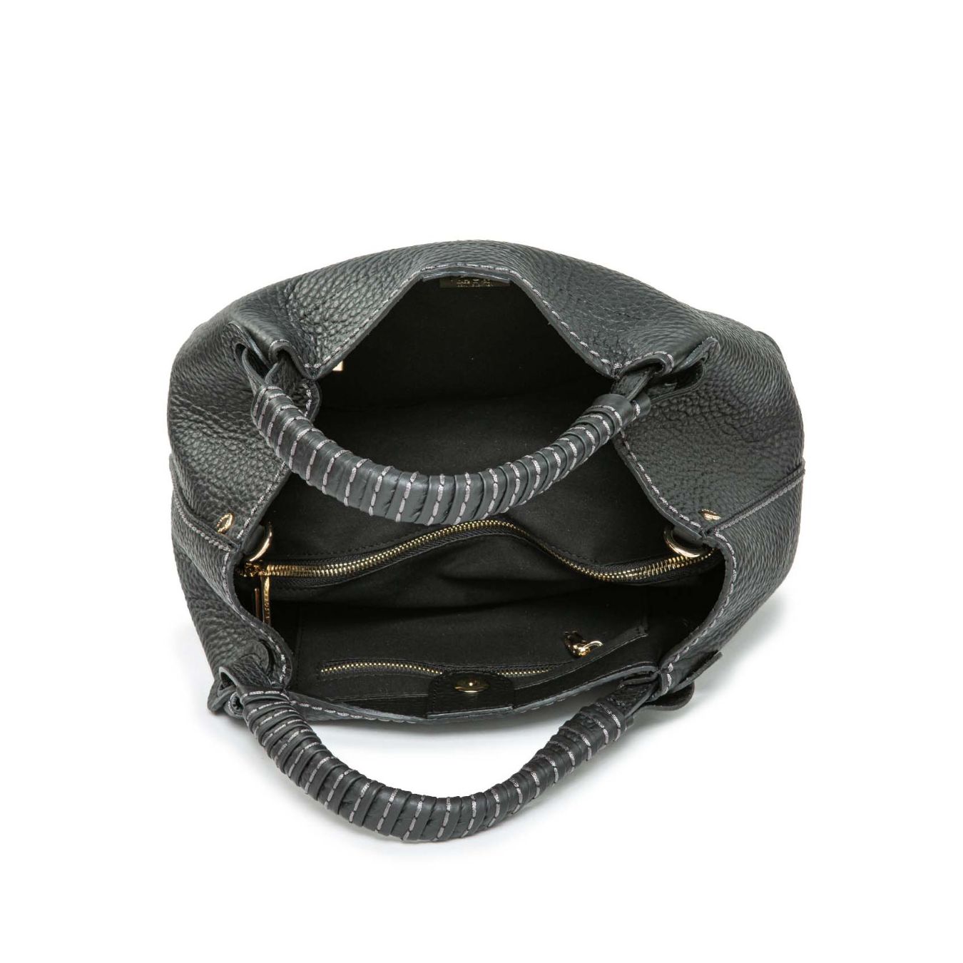 borsa due manici in pelle nera
