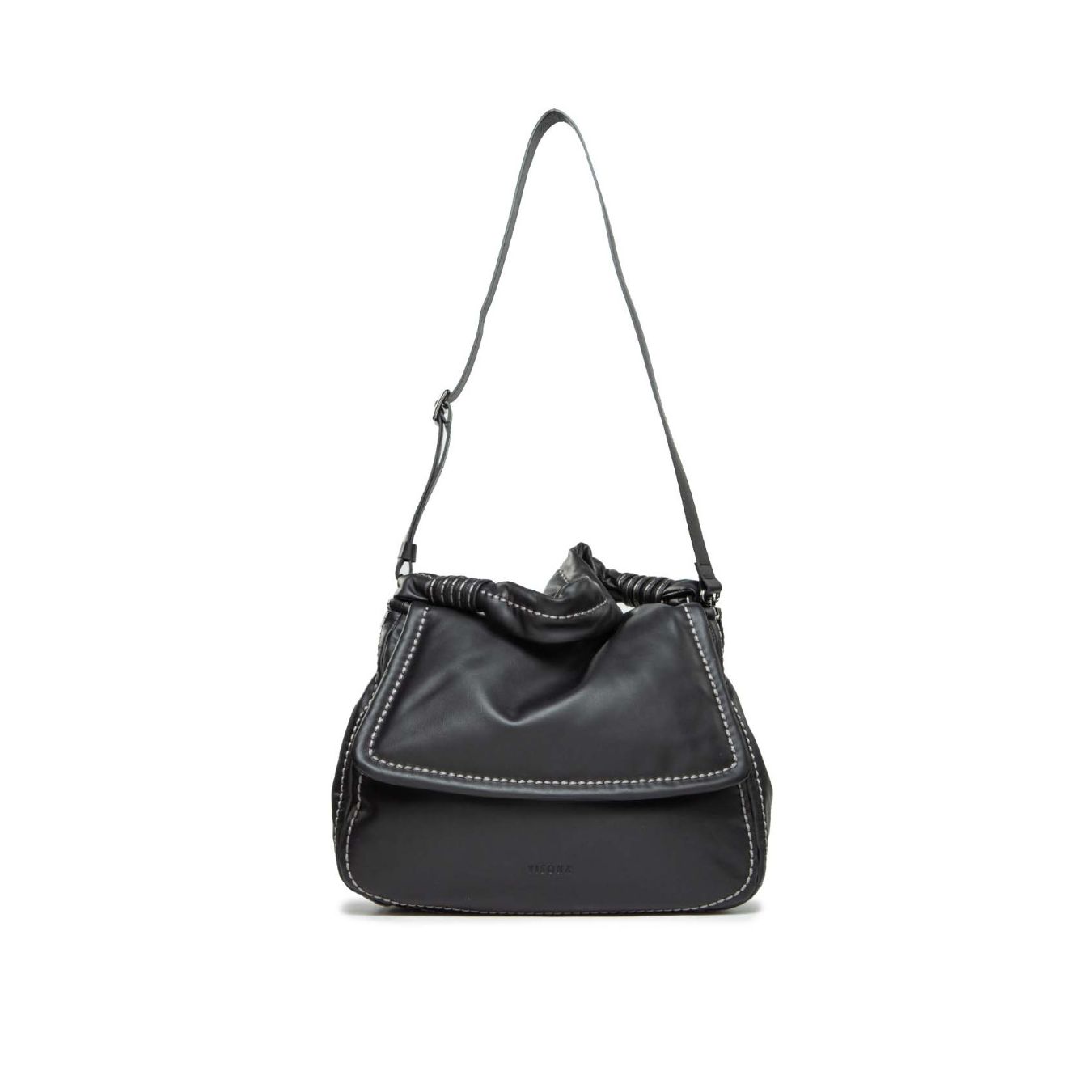 borsa due manici in pelle nera
