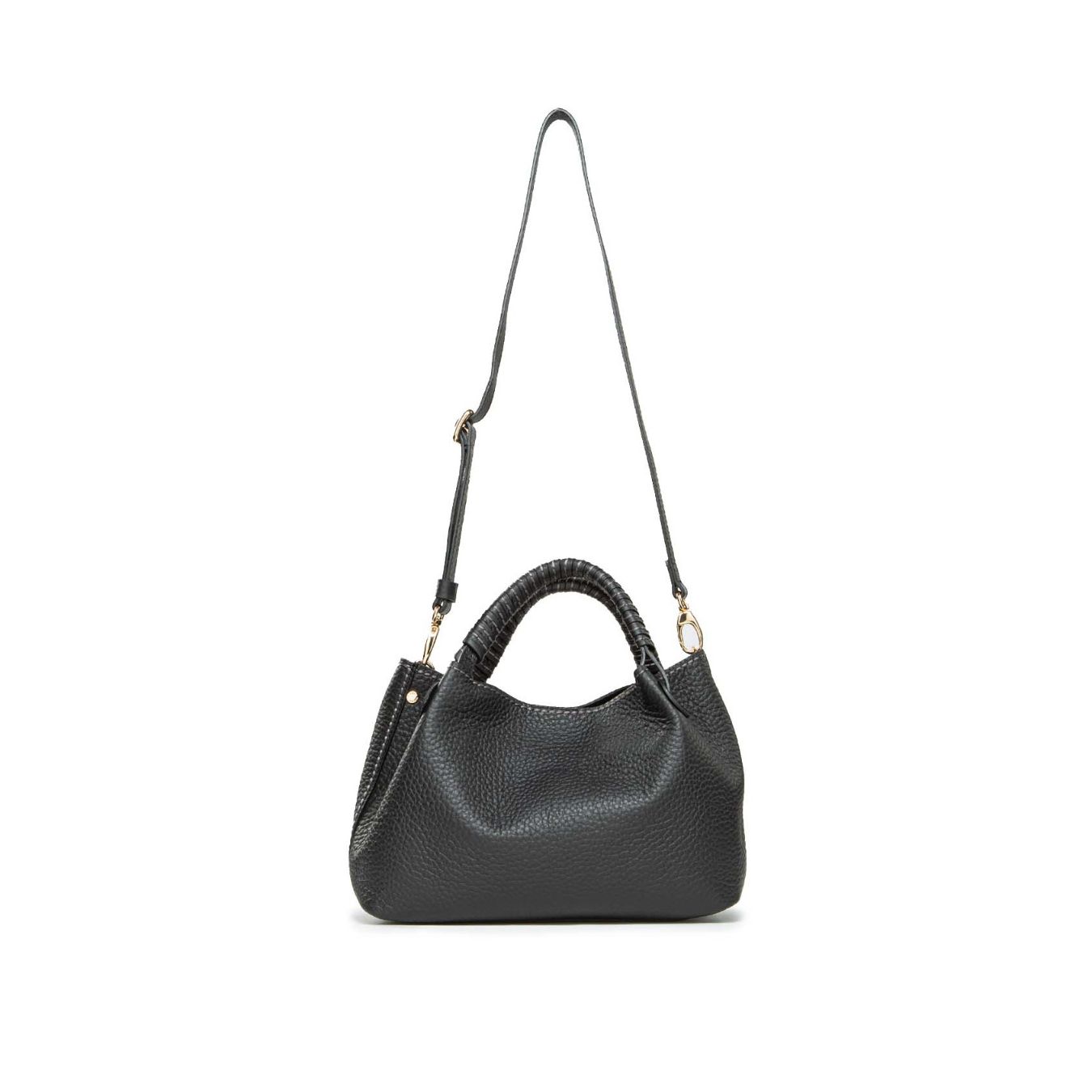 borsa due manici in pelle nera