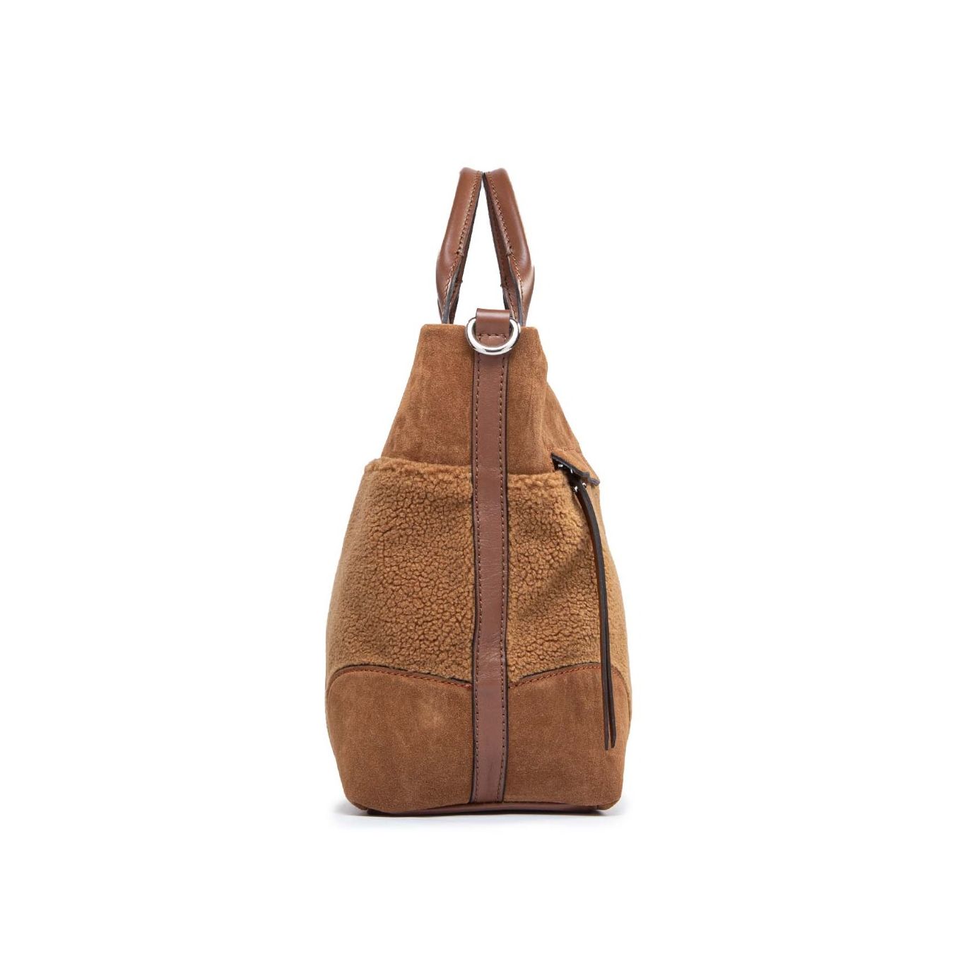 lato borsa shopper duna in teddy cognac
