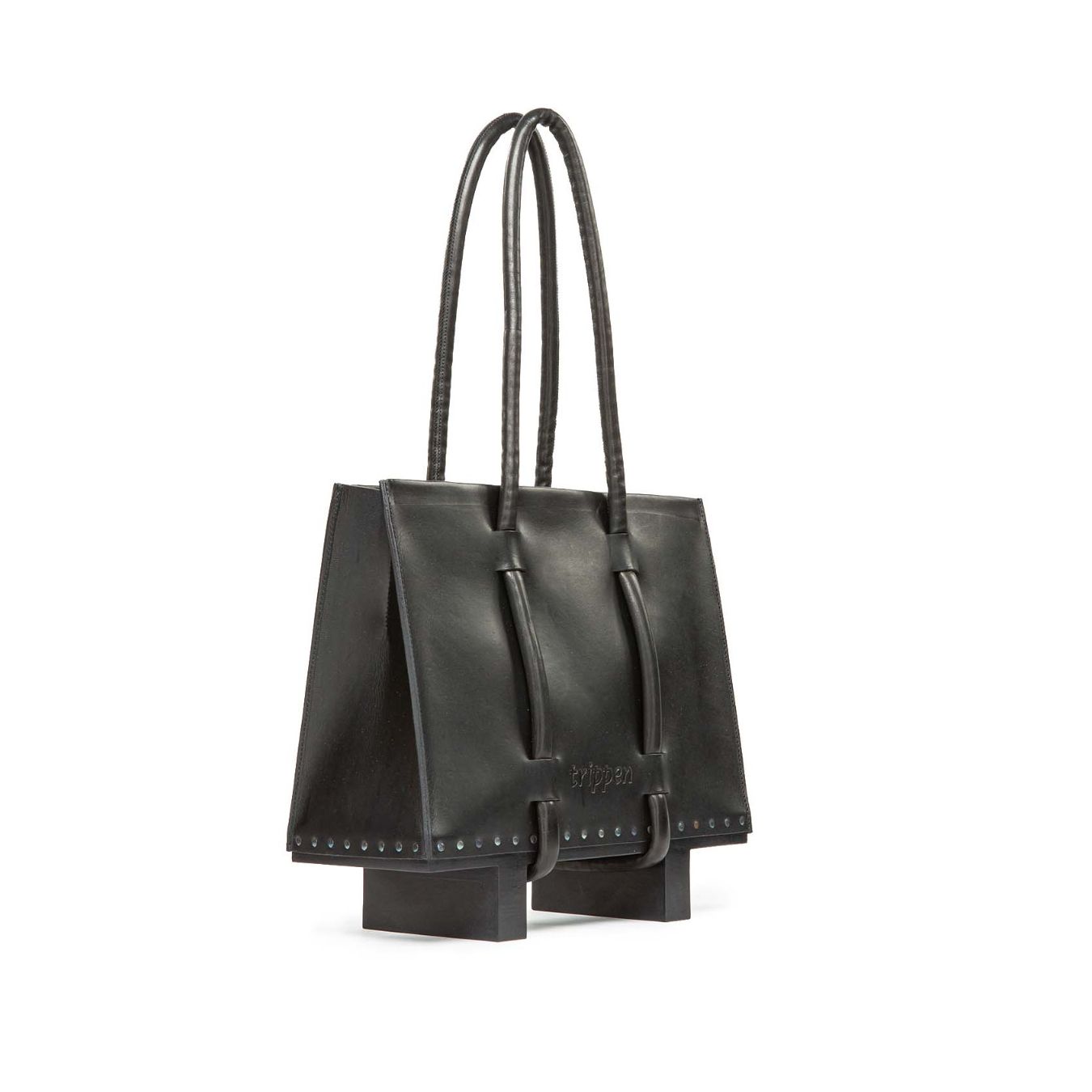 borsa H-BAG in pelle e legno