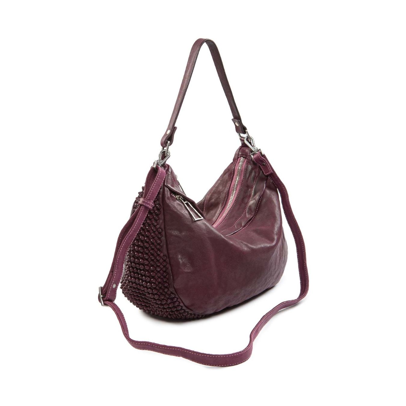 borsa nodi in pelle amarone  con tracolla