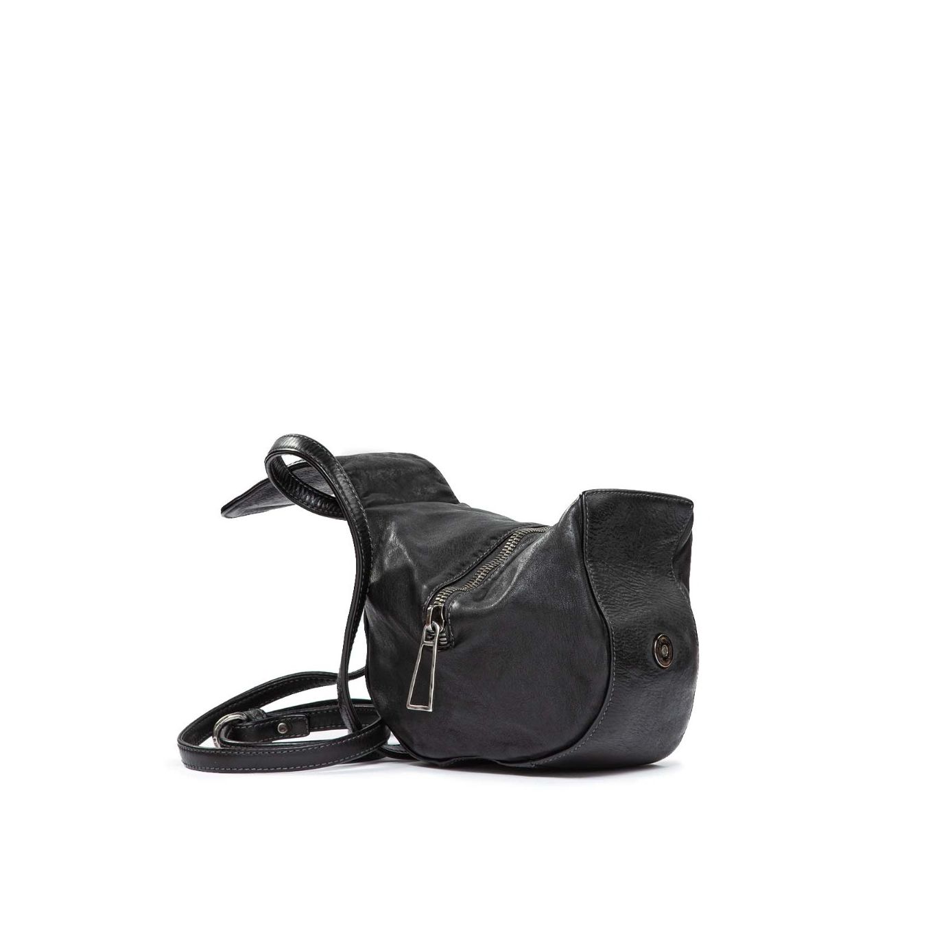 borsa secchiello in pelle nera