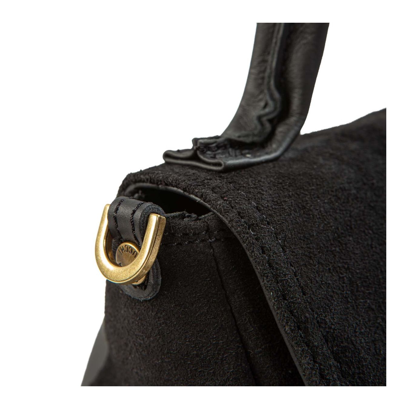 caterina lucchi borsa MARIA con patta in pelle nera  gancio tracolla