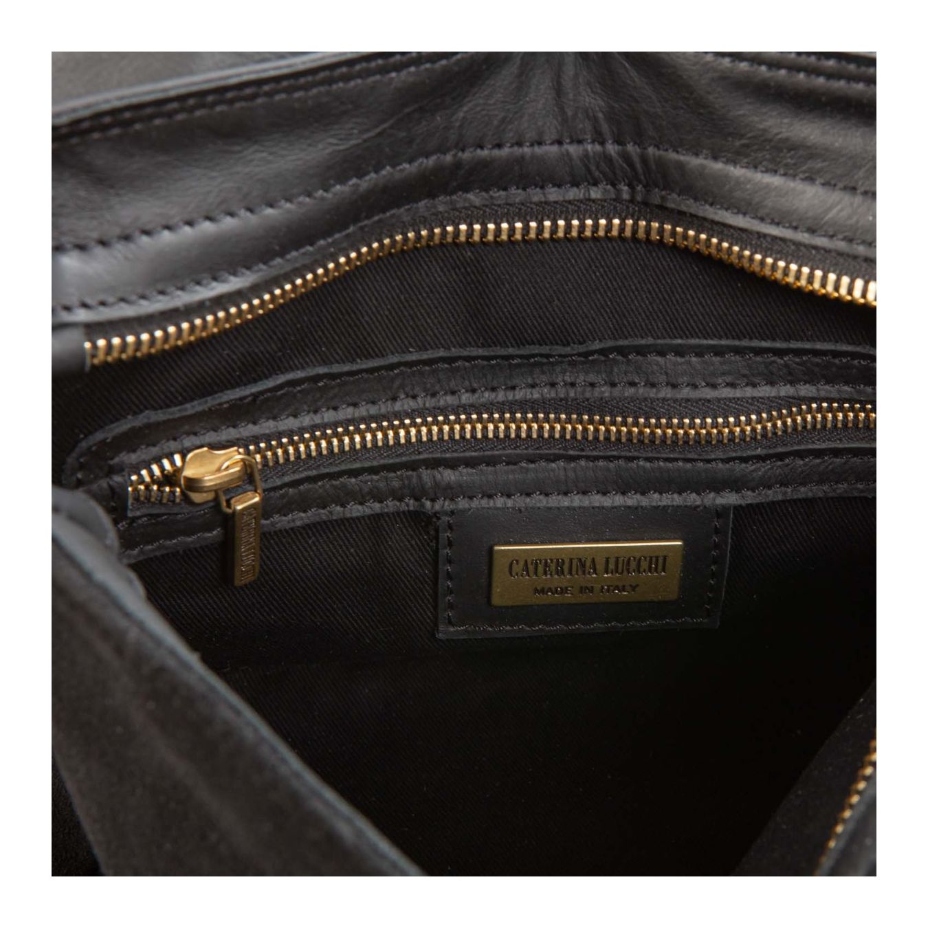 caterina lucchi borsa MARIA con patta in pelle nera interno