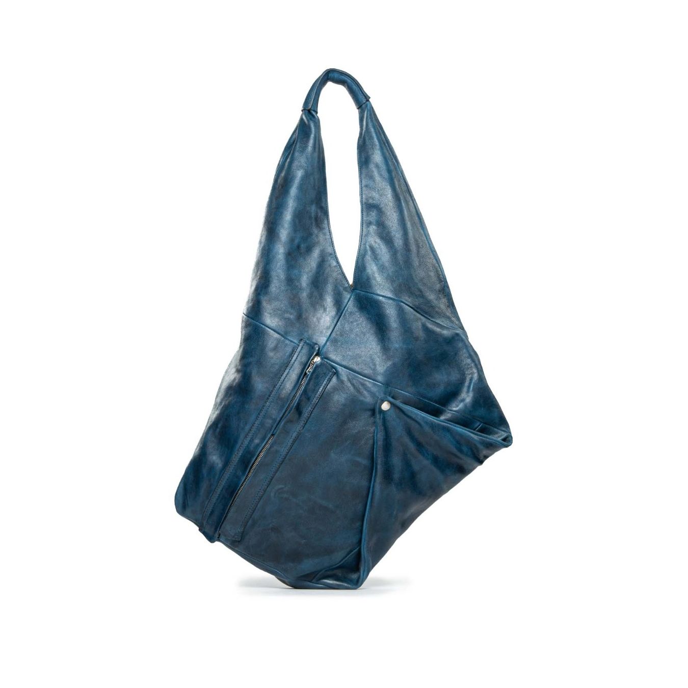 monospalla in pelle blu 