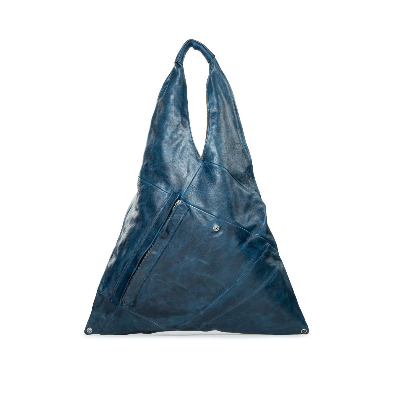 monospalla in pelle blu 