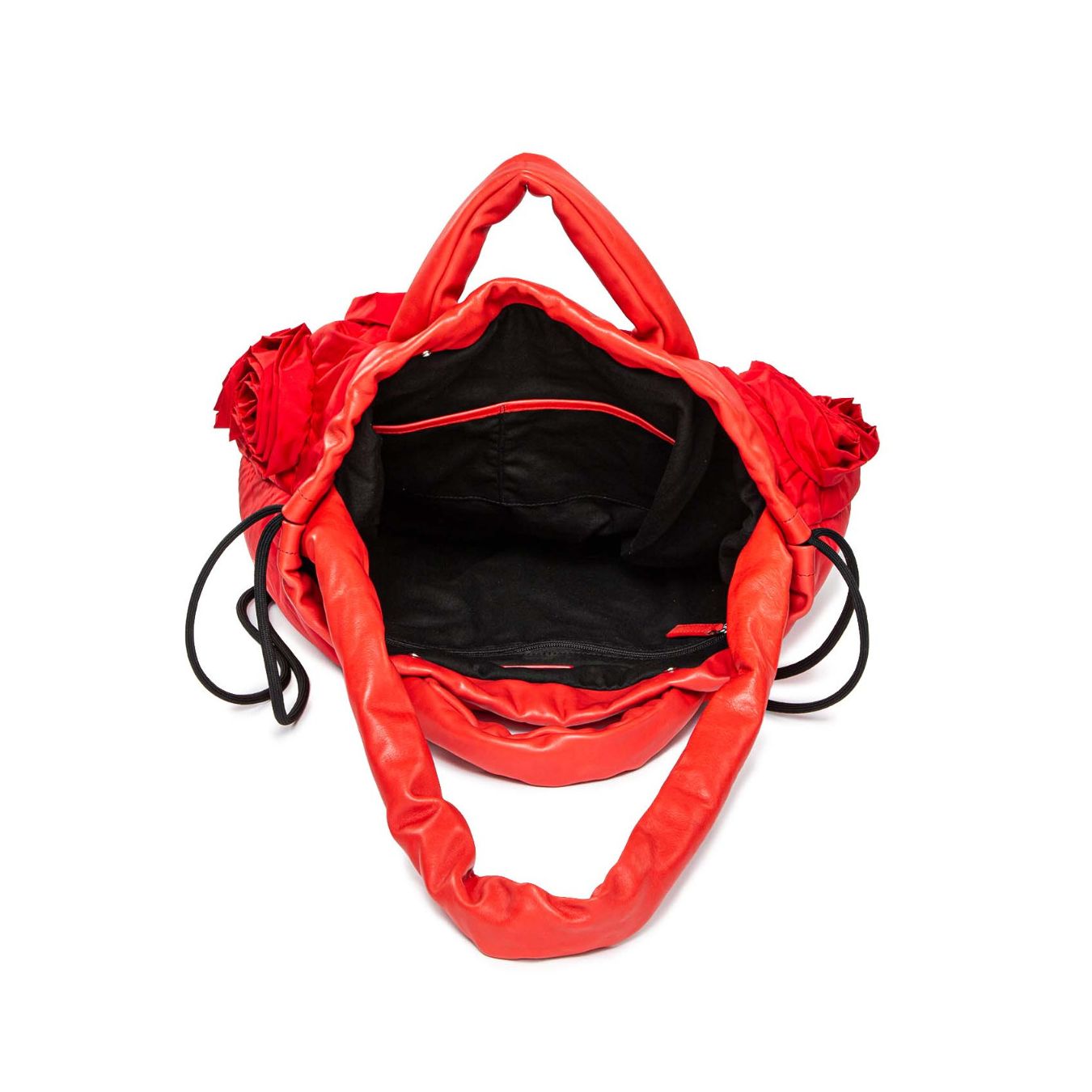 VIC MATIÉ shopper in tessuto rosso con rose