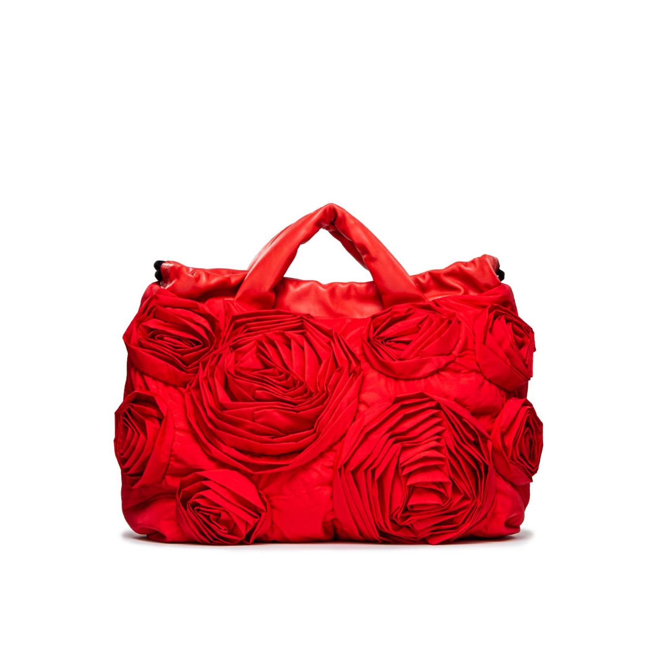VIC MATIÉ shopper in tessuto rosso con rose