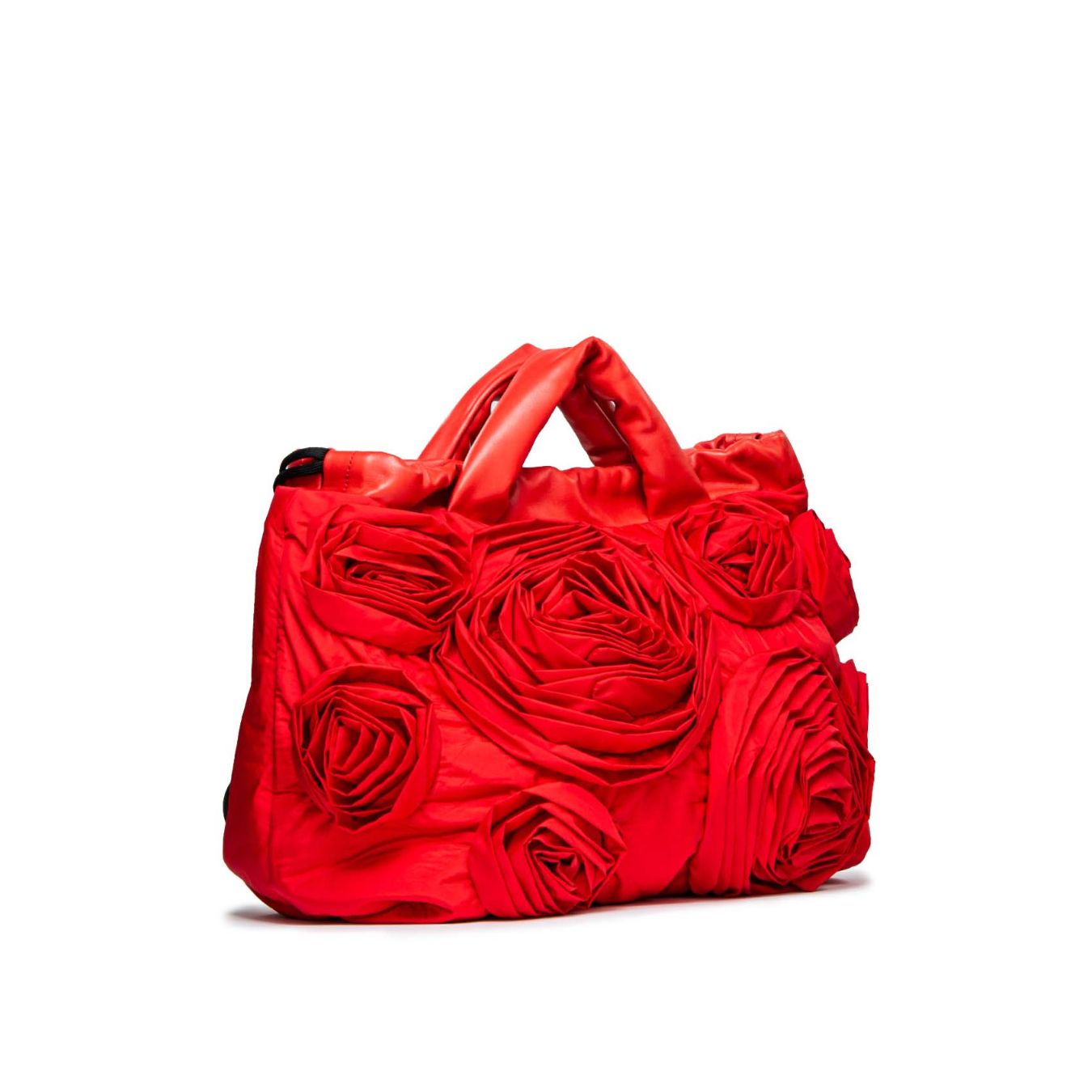 VIC MATIÉ shopper in tessuto rosso con rose