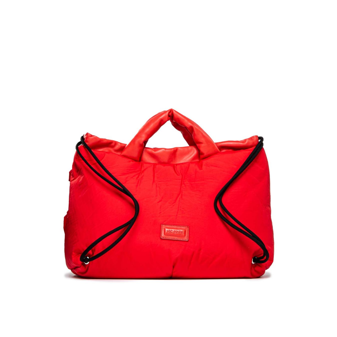 VIC MATIÉ shopper in tessuto rosso con rose